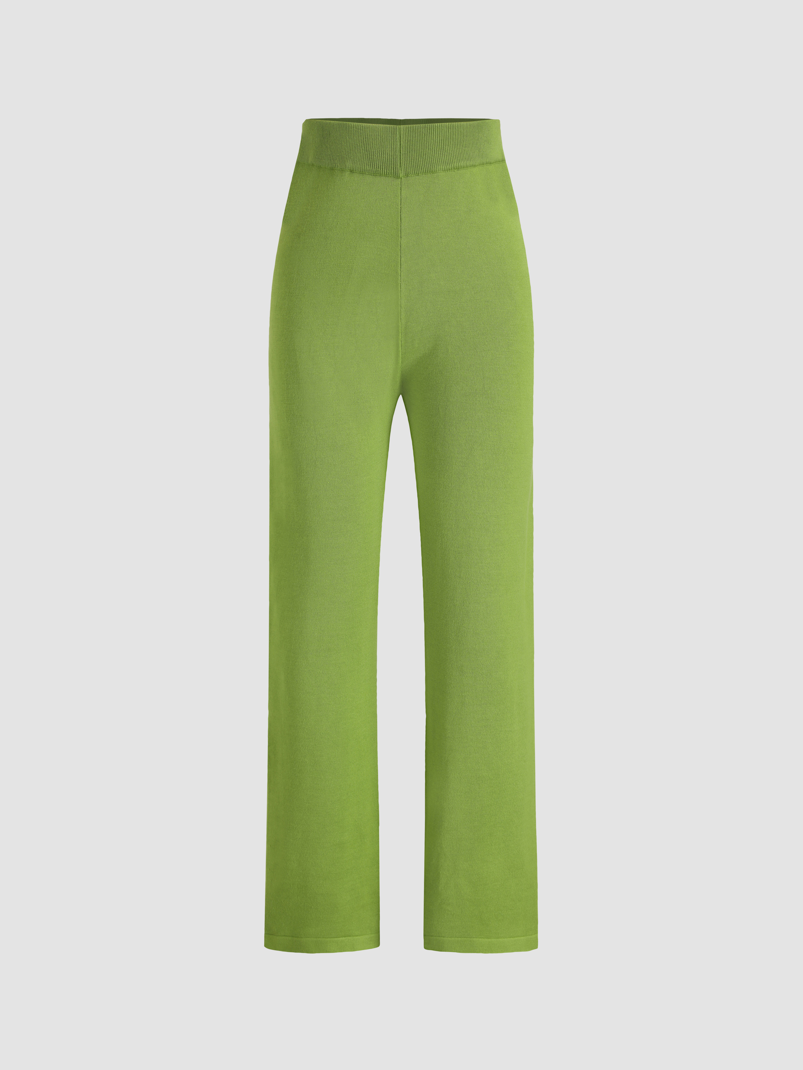Solid Knit Straight Pants Cider