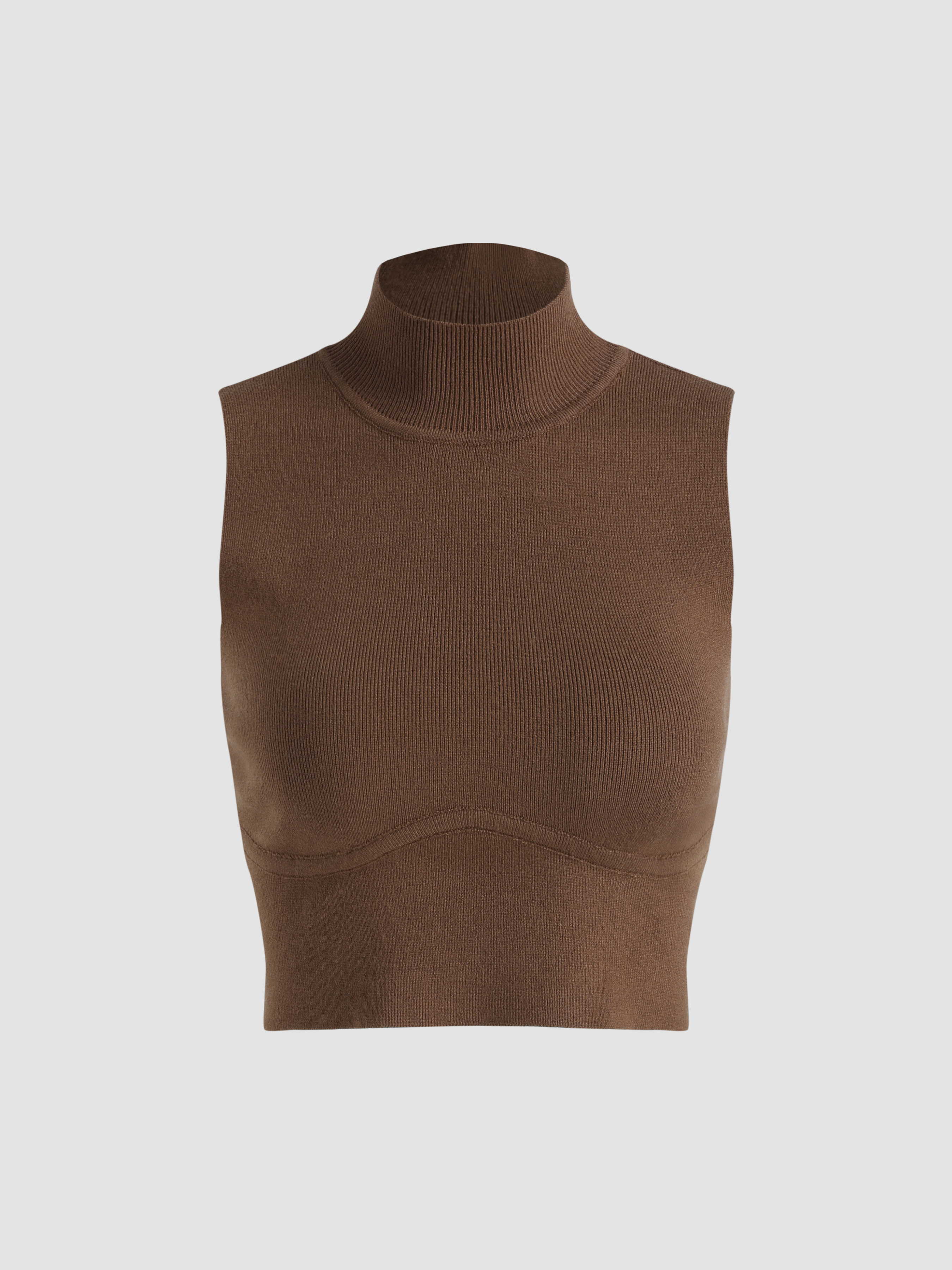 Solid Turtleneck Knit Vest Cider