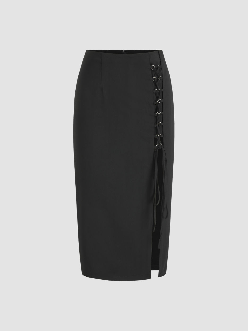 Lace Up Slit Long Skirt