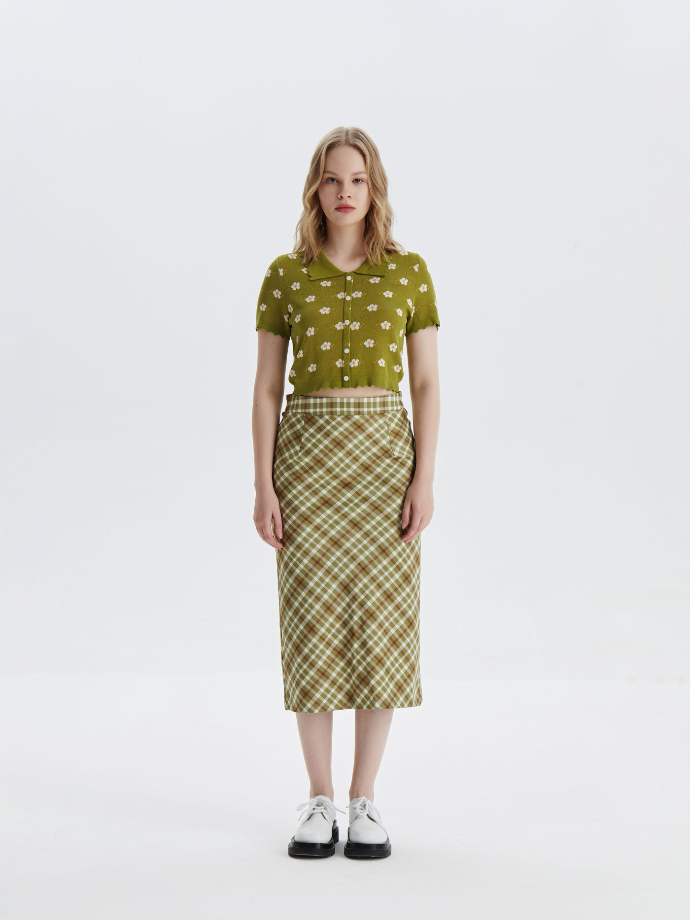  Grüner Tartan Midirock