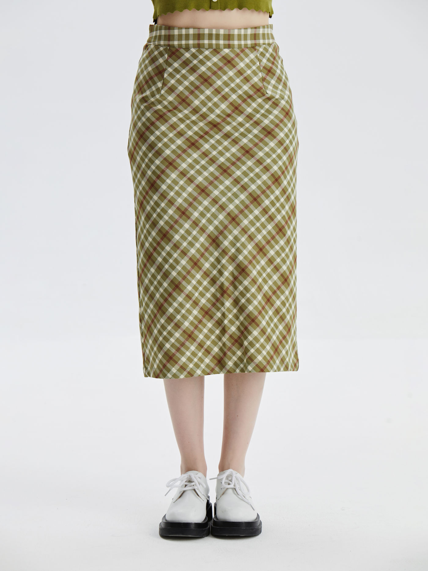  Grüner Tartan Midirock