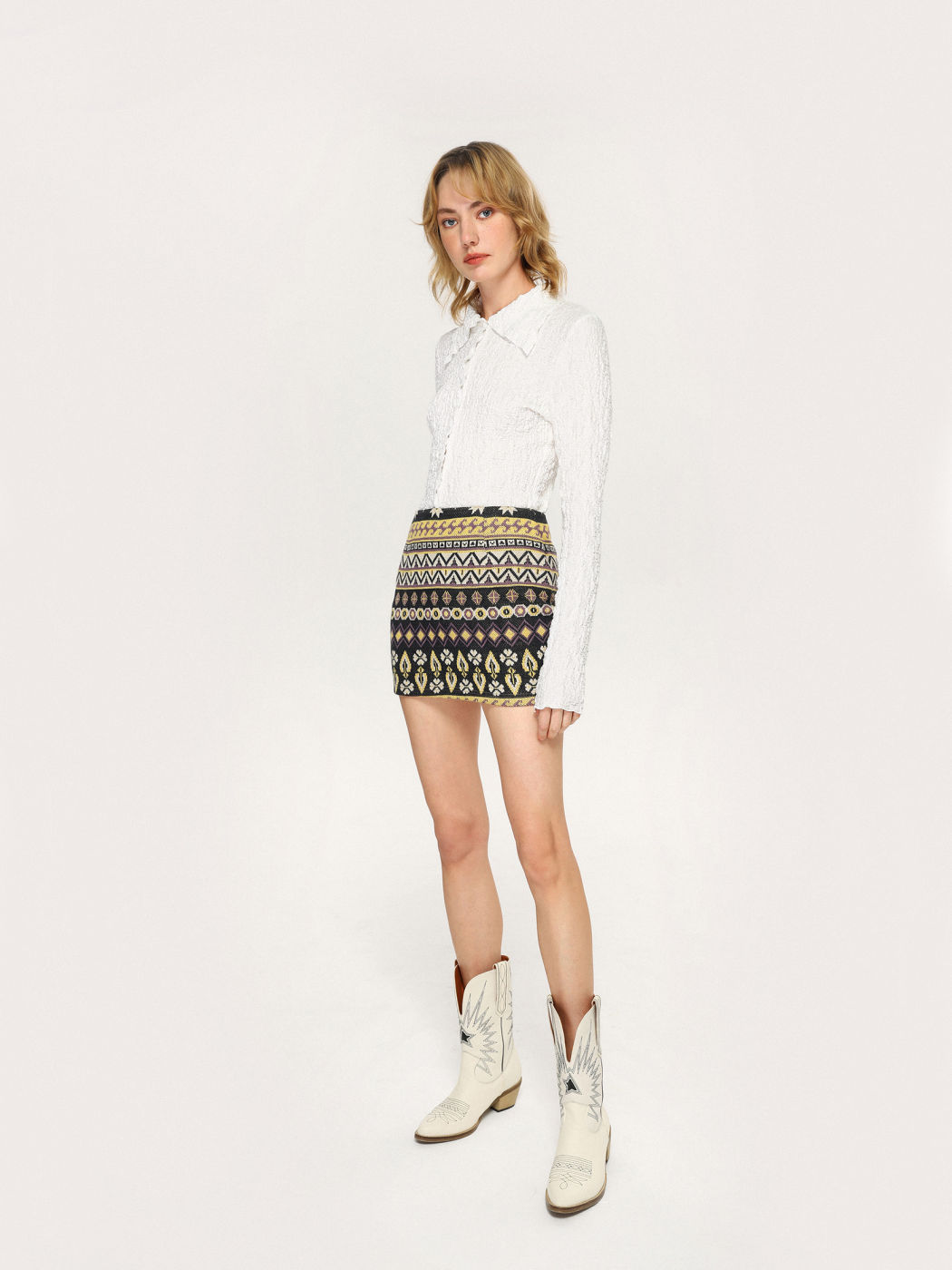 White Texture Long Sleeve Shirt