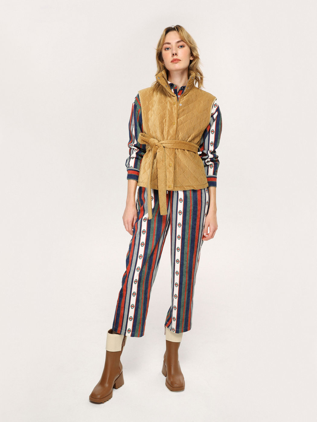Khaki Quilted Coat Vest