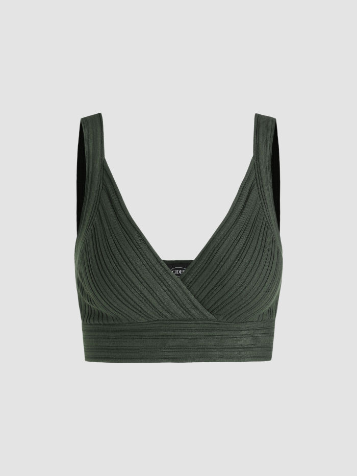 Solid Rib Knit Corset Tank Top Cider