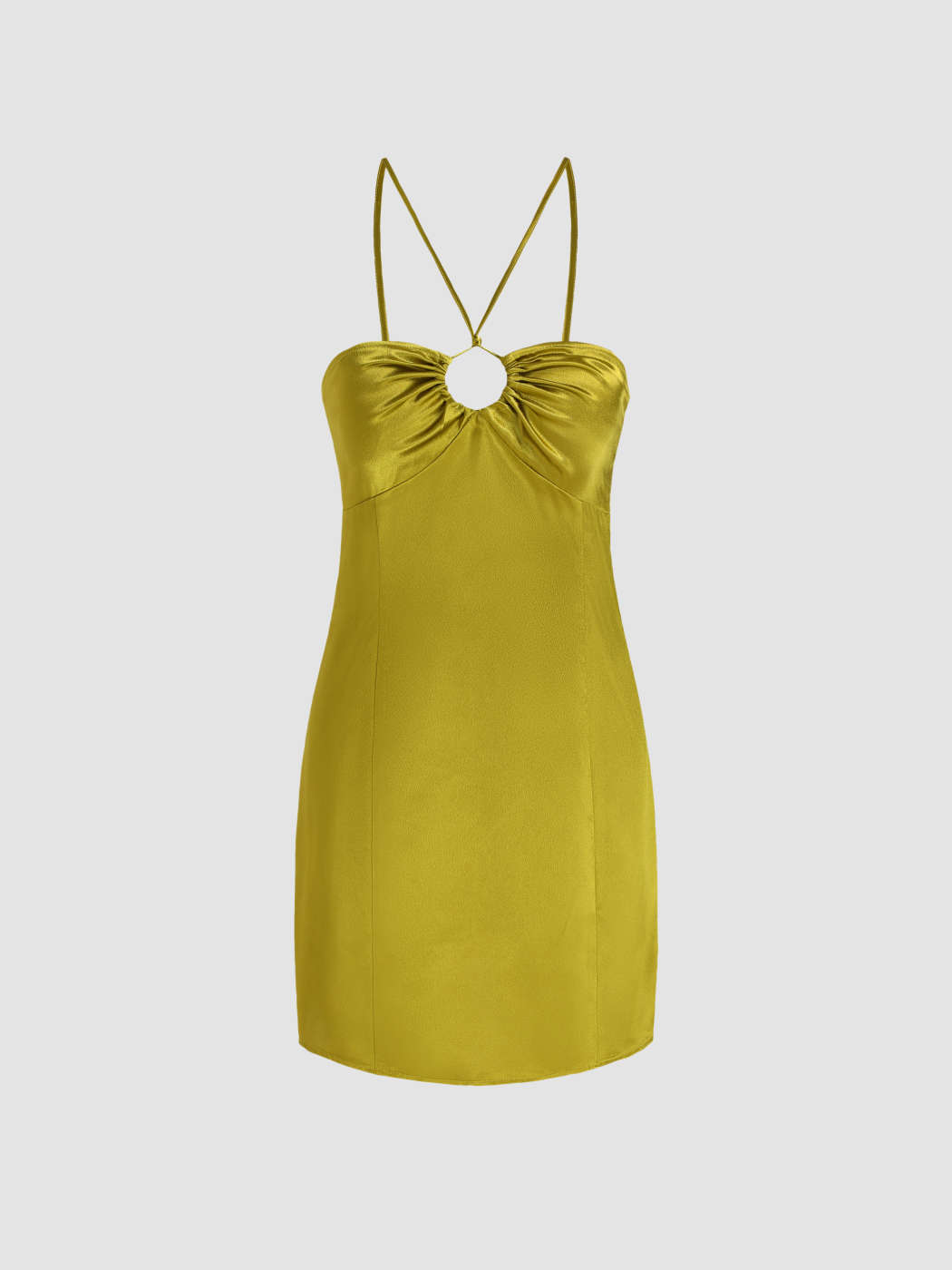 Yellow Ruched Halter Dress - Cider