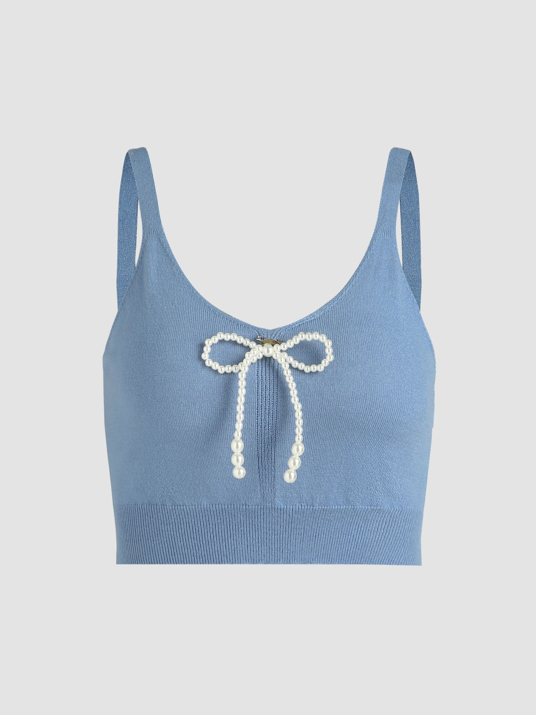 Pearl Bowknot Knit Tank Top
