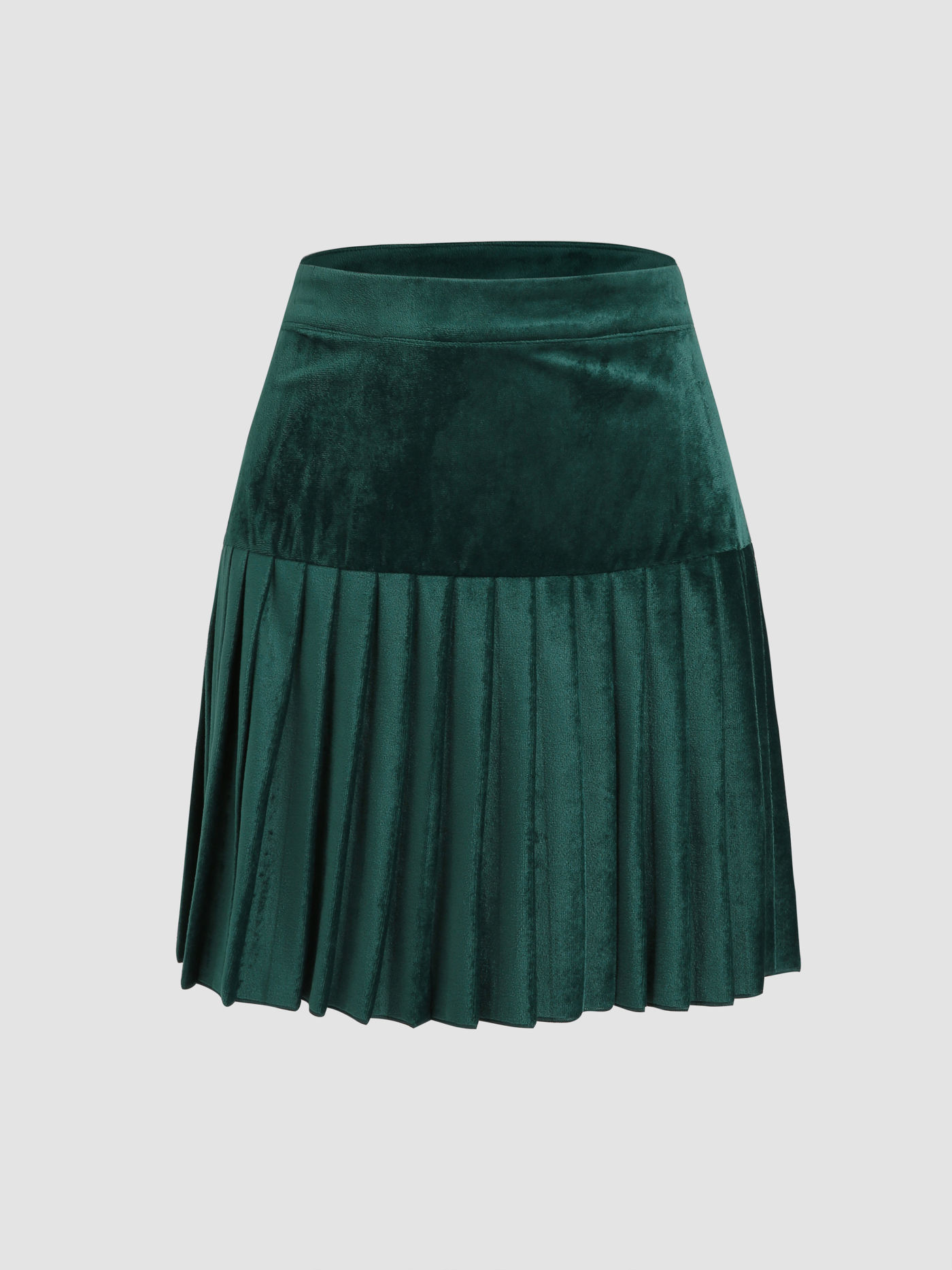 Pleated Velvet Mini Skirt