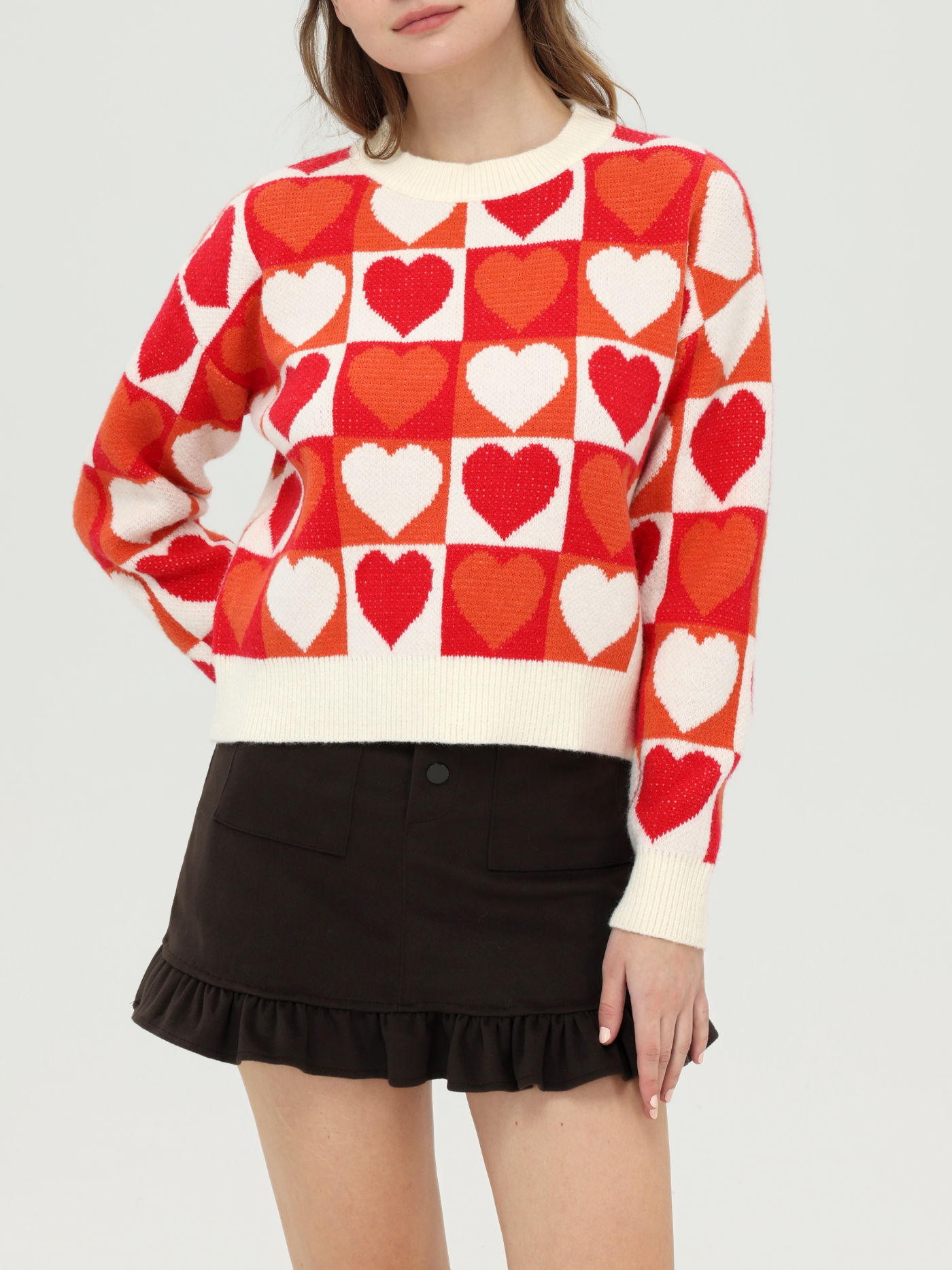 Joli Pull à Motif de Cœur