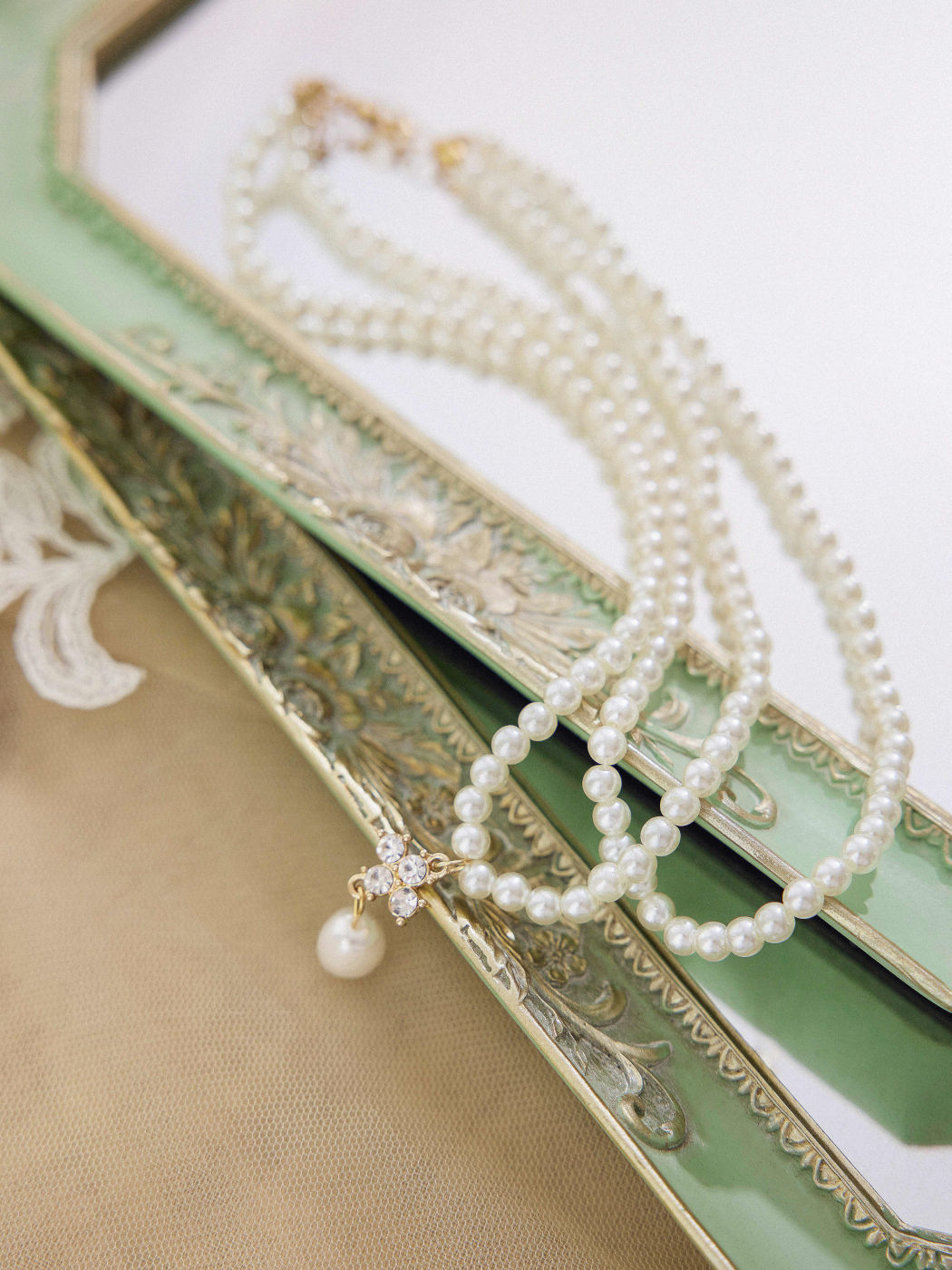 Faux Diamond Pearl Layered Necklace For Date Exhibition Vacation Wedding