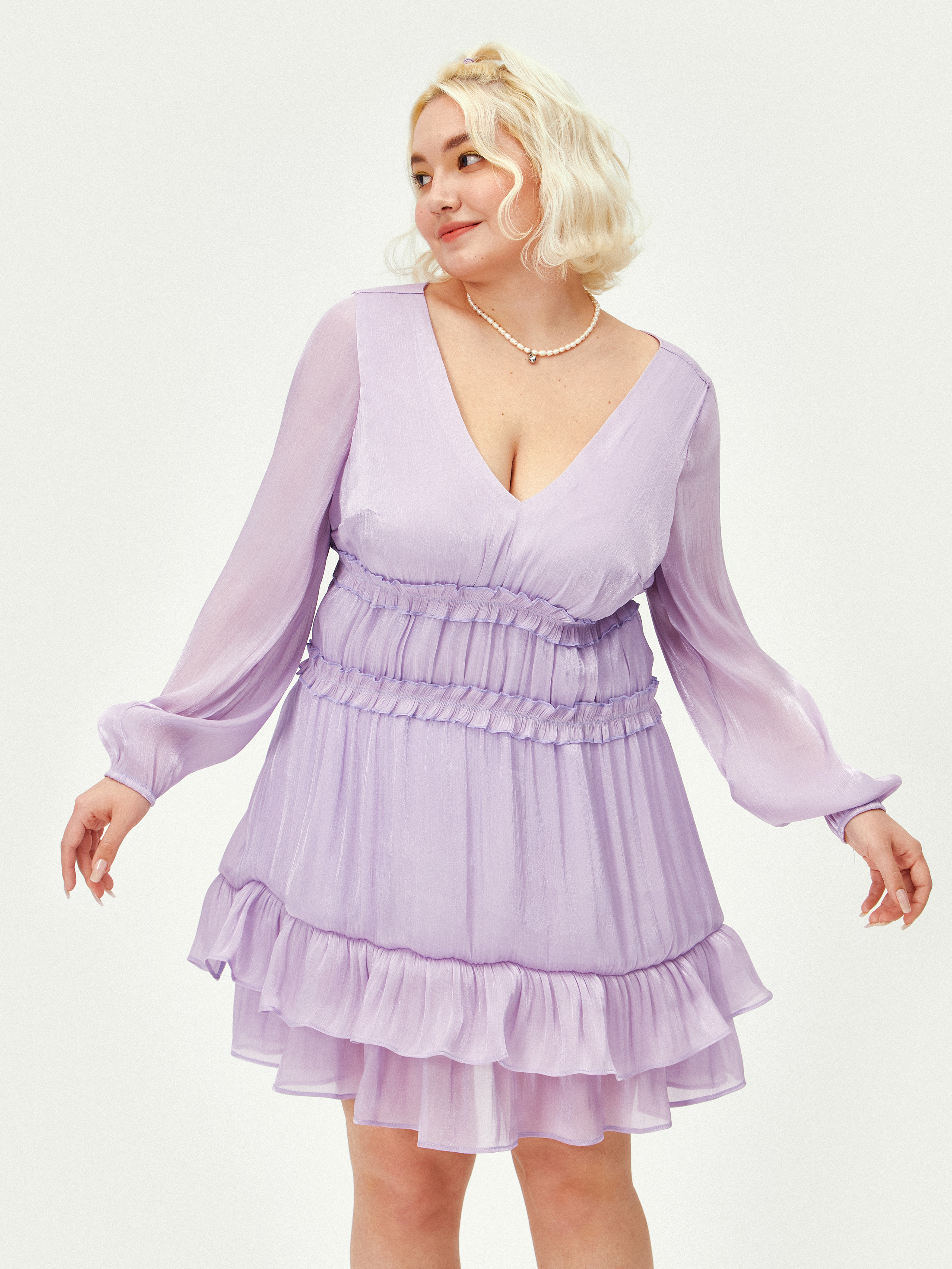 Curve & Plus Purple Summer Dream Layered Mini Dress For Daily Casual Date