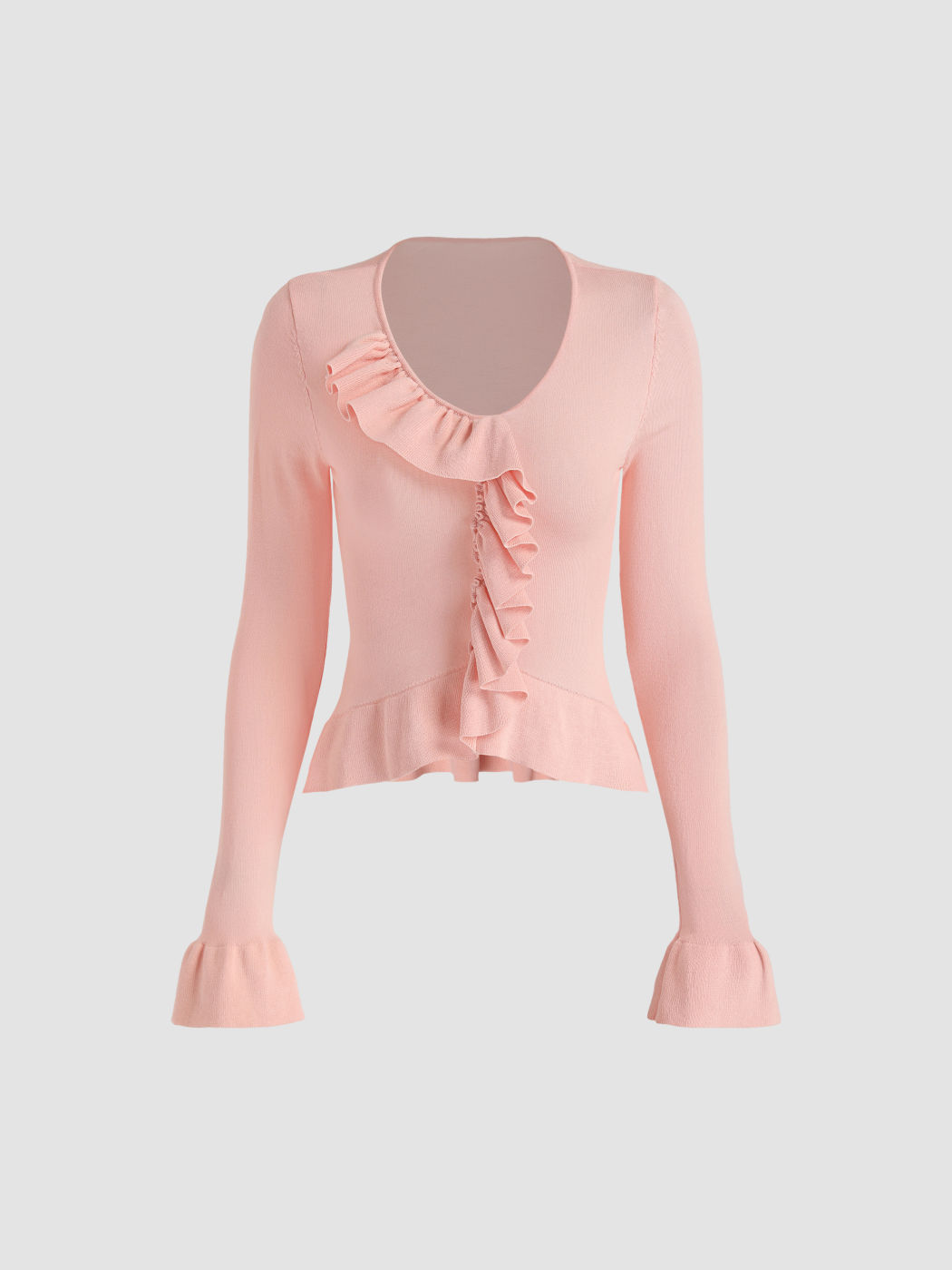Solid Ruffle Hem Sweater