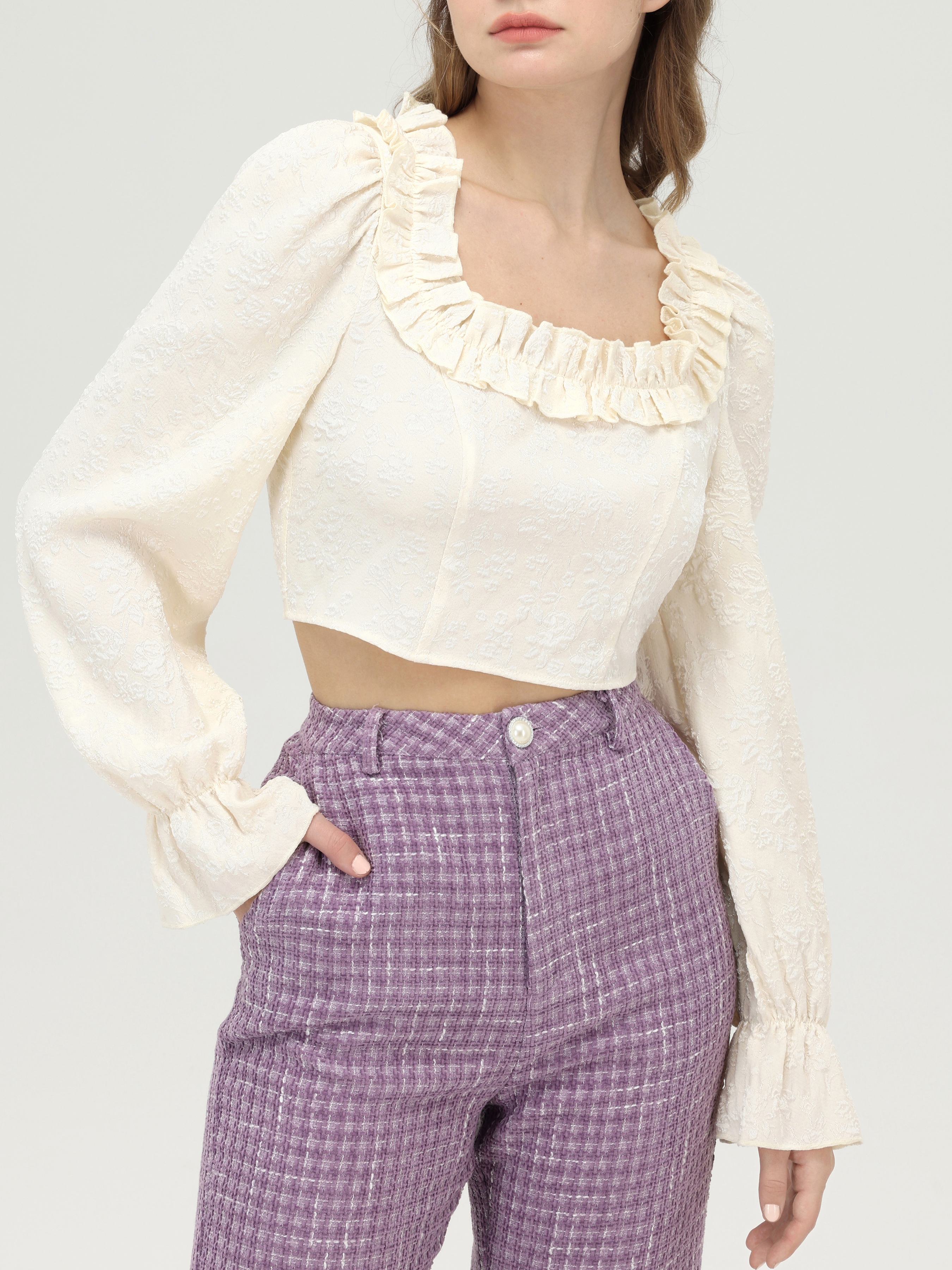 Bertha Bell Sleeve Crop Top For Daily Casual Date