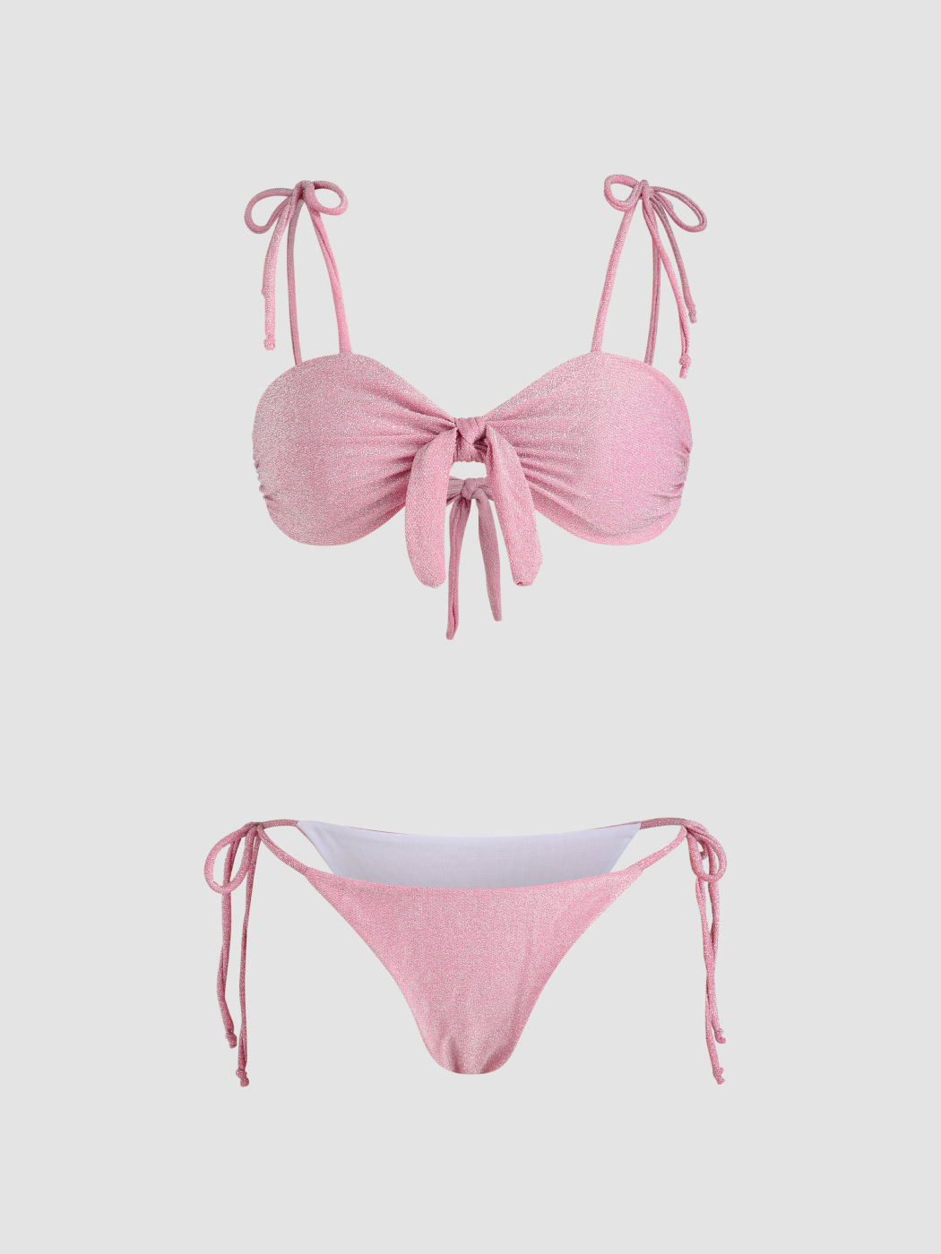 Pink Glitter Bowknot Bikini-Set