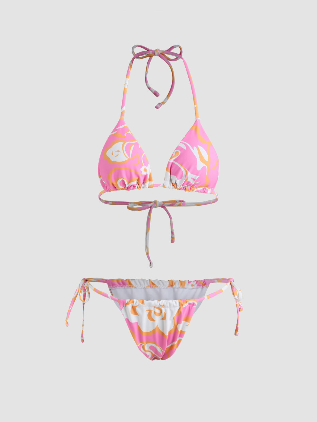 Rosafarbenes Damen-Bikini-Set mit Blumenmuster