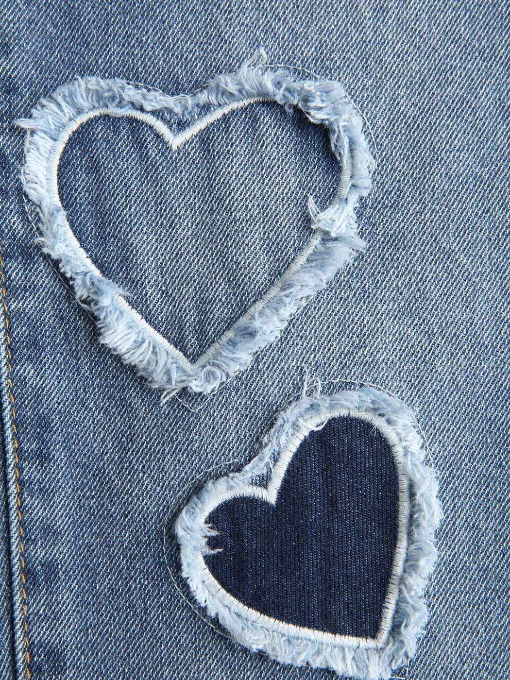 Heart Pattern Straight Leg Jeans - Cider