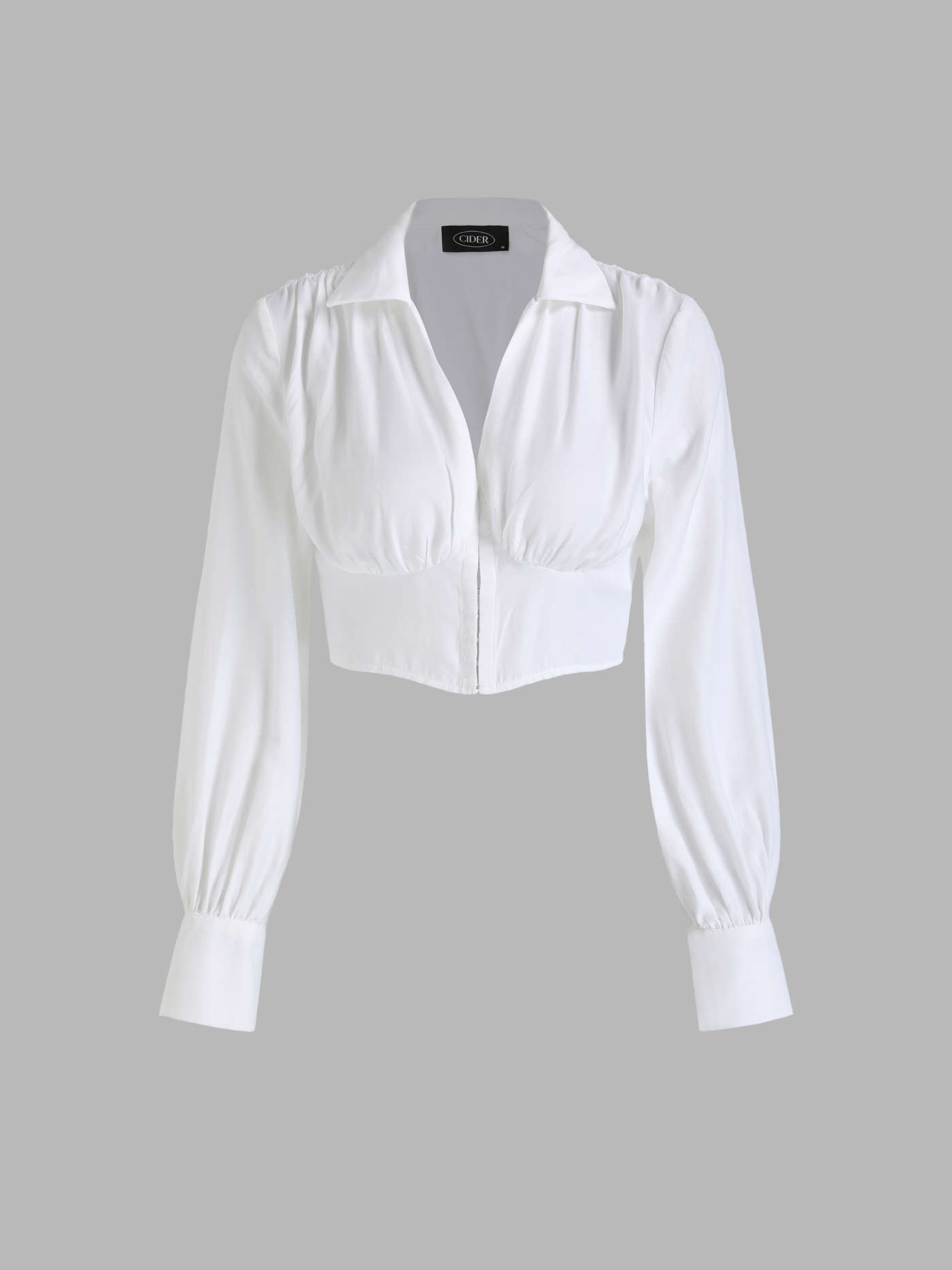 Solid Long Sleeve Crop Shirt