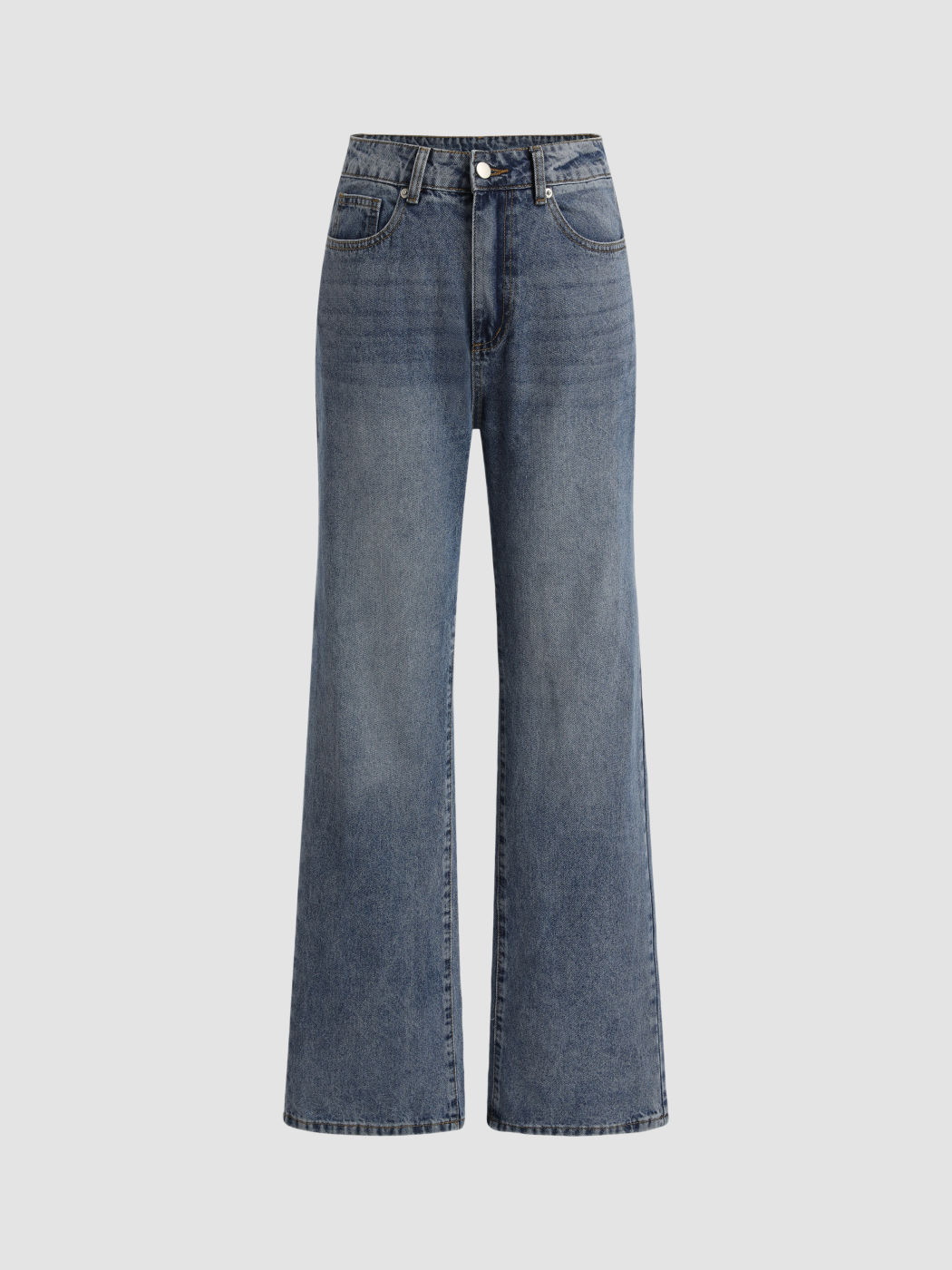 Denim-Jeans mit Blumendruck und Taschen