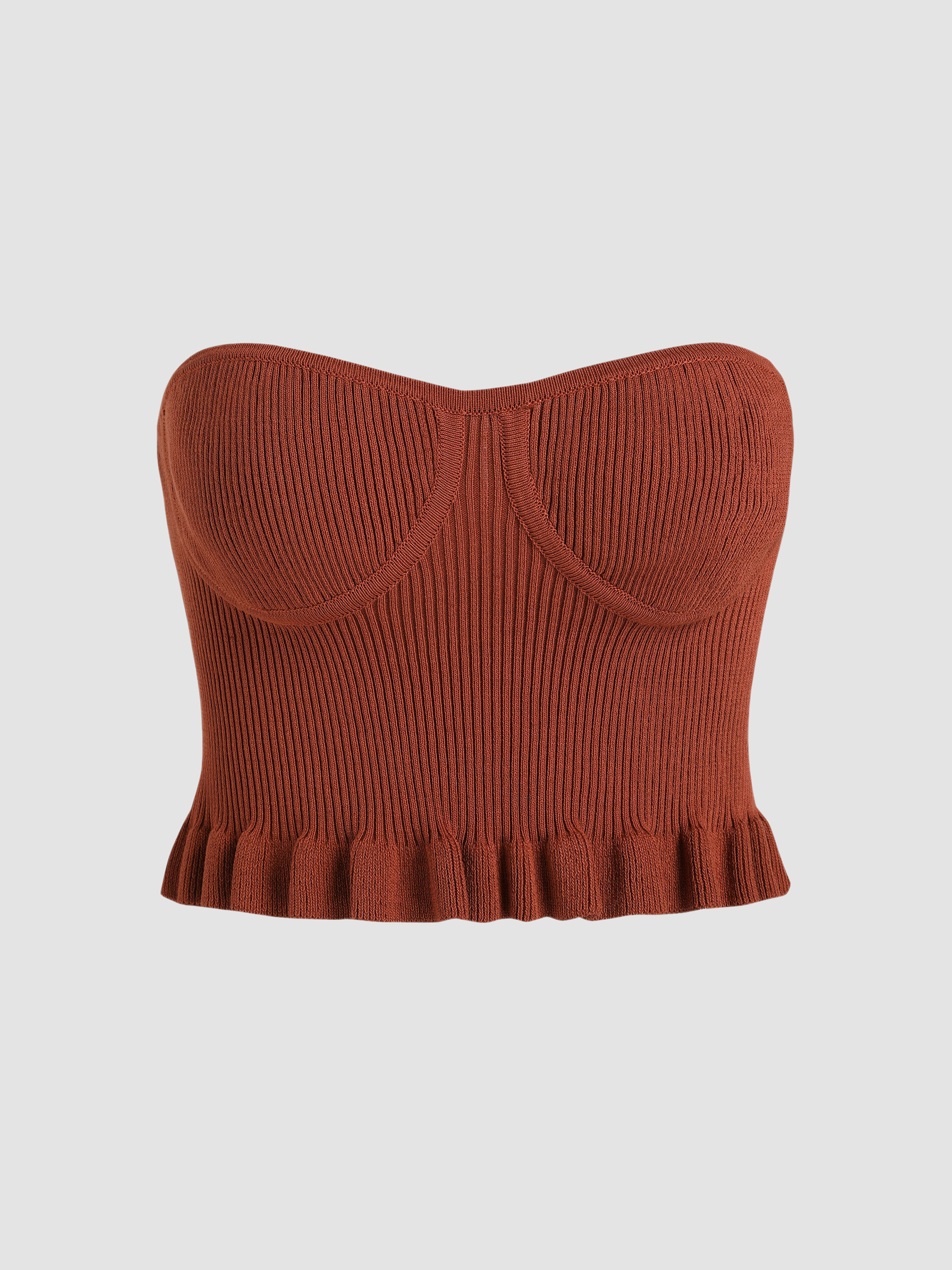 Blusa Tubo Tubo com Bainha Babada e Rib com Babado