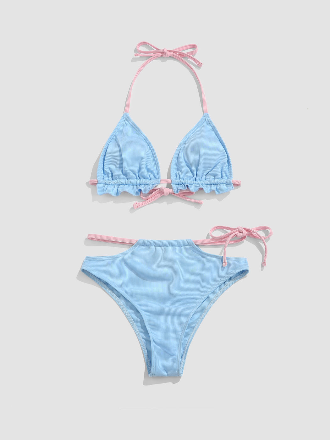 Sky Blue Knotted Bikini Swimsuit