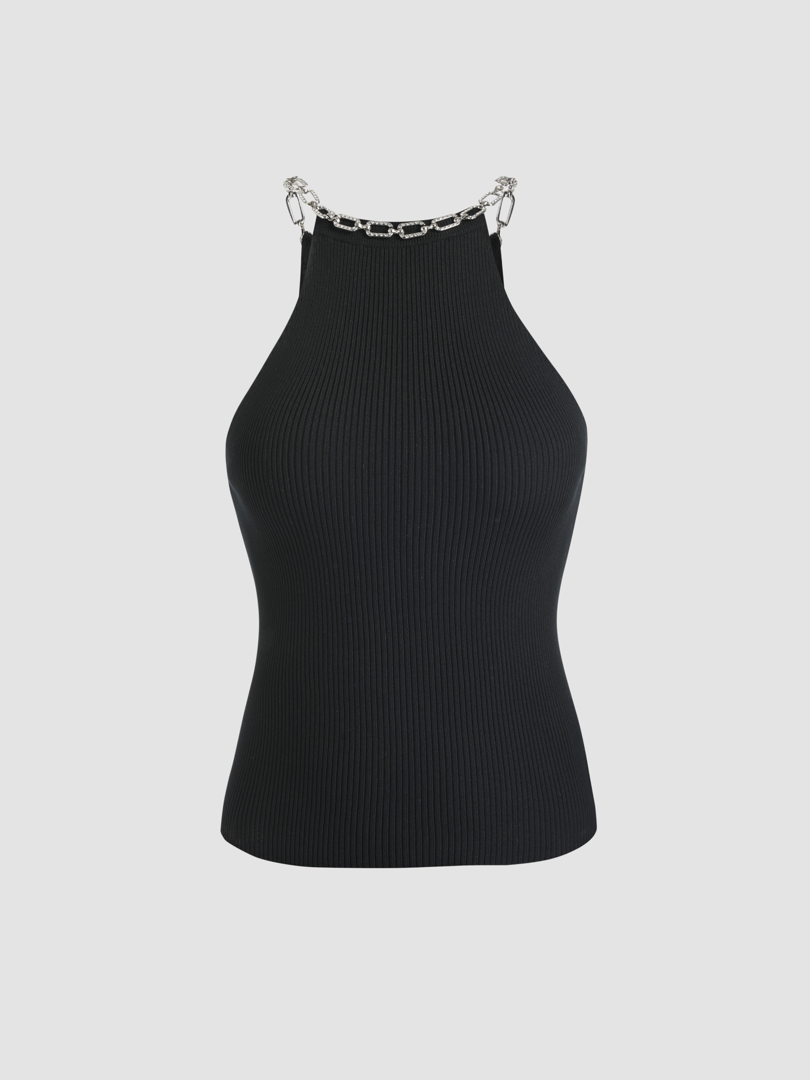 Rhinestone Knit Tank Top Cider