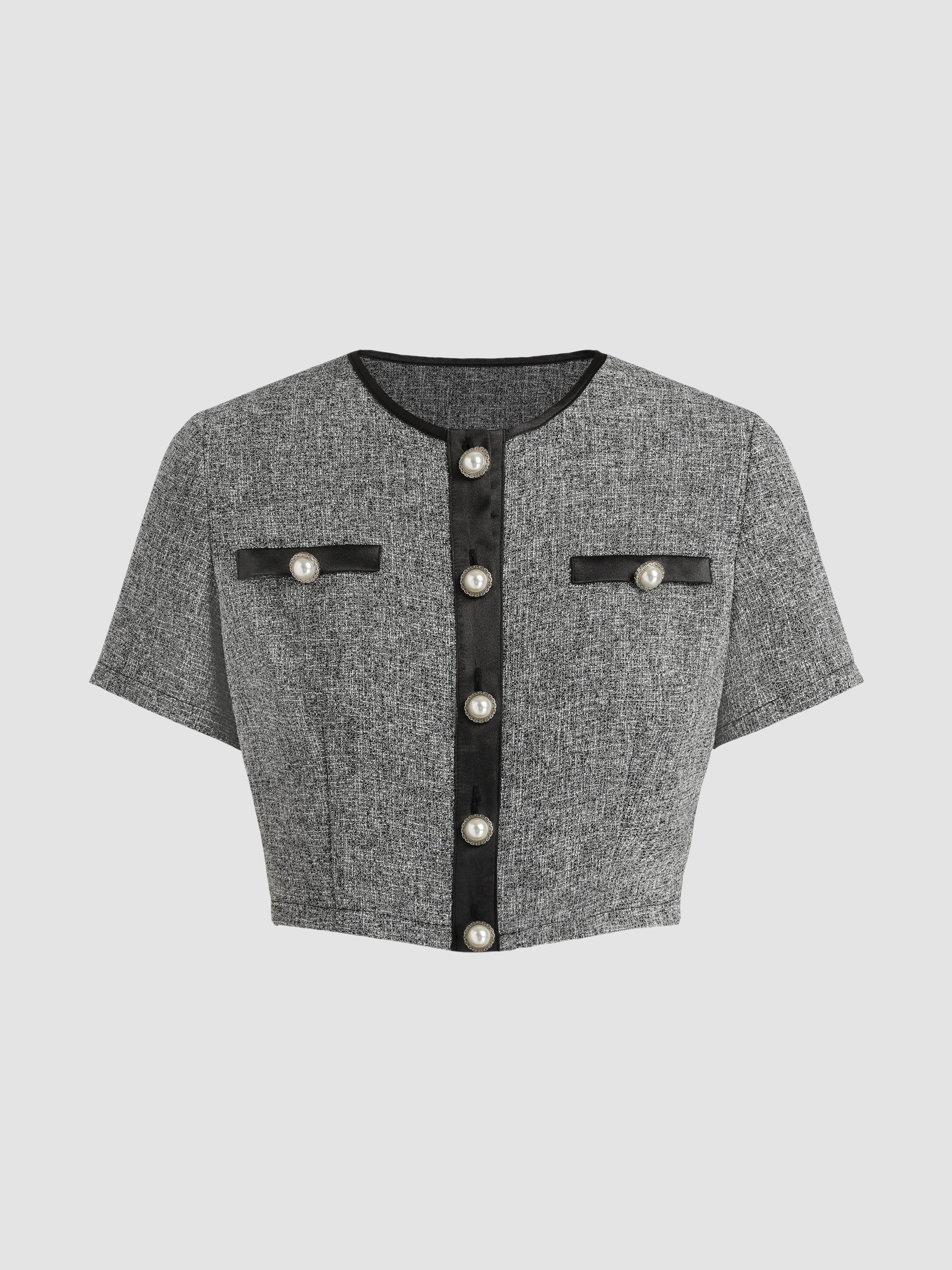 INSTANTFUNK☆Wool-blend tweed cropped top 