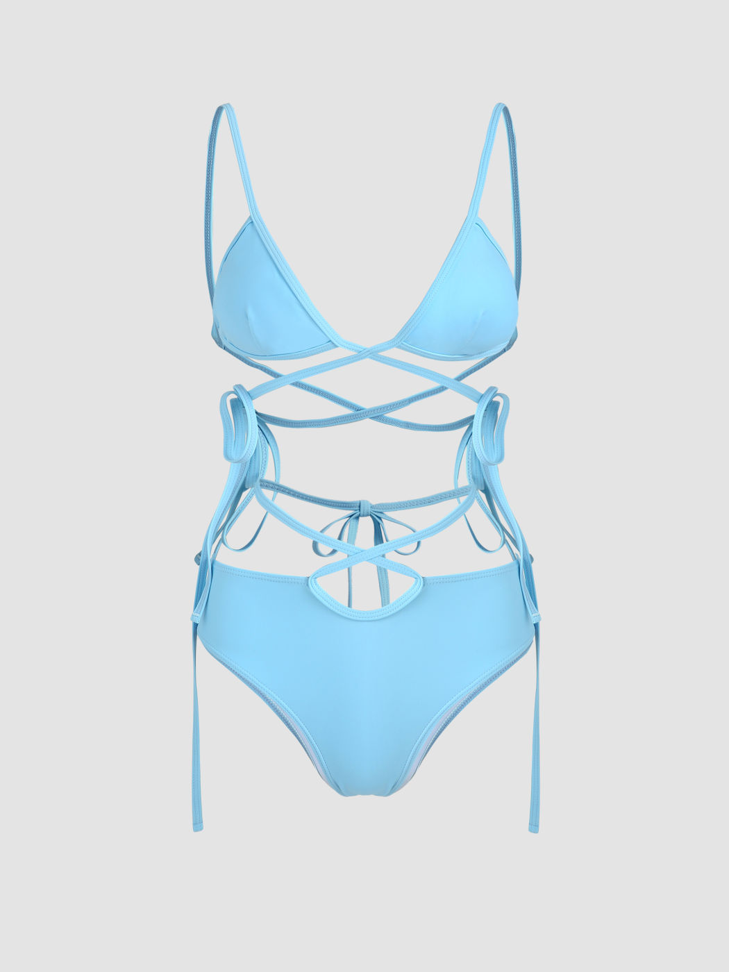 Blauer Himmel Riemchen-Bikini-Set