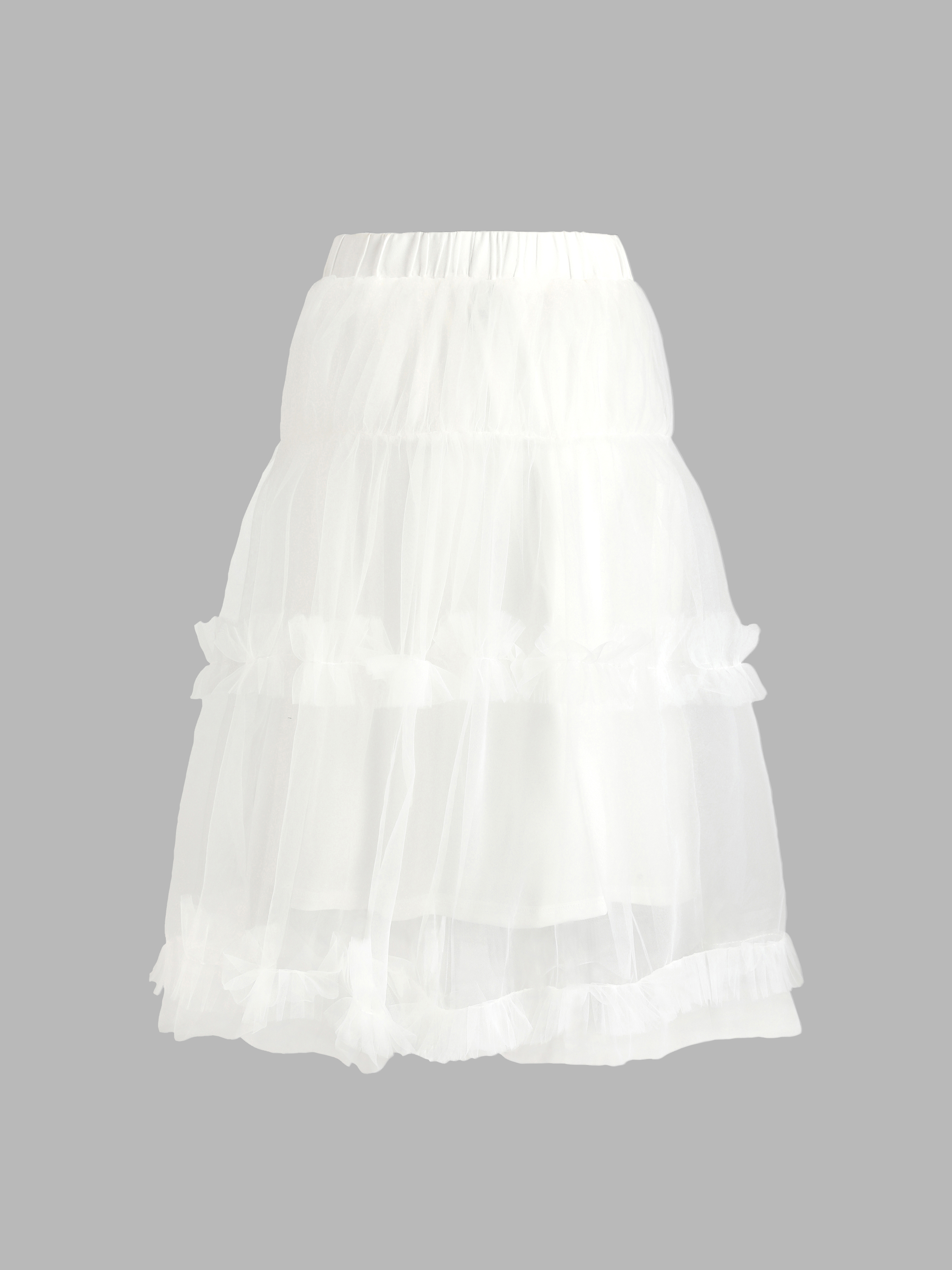 Solid Ruffle Layered Long Skirt - Cider