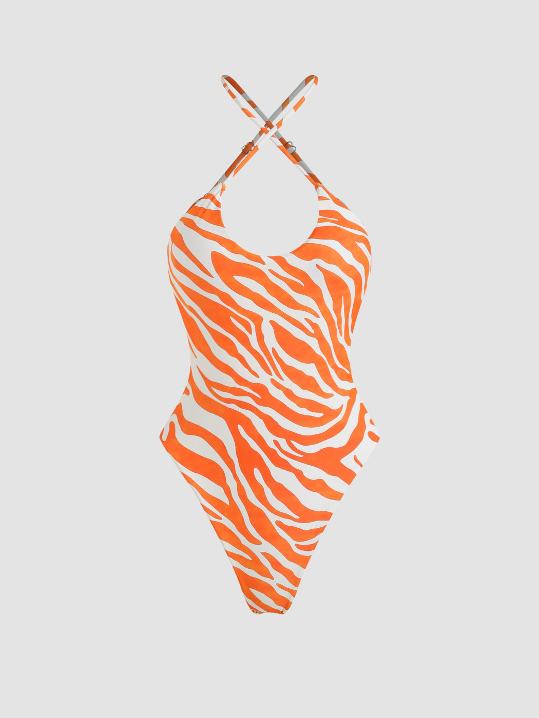 Einteiliger Badeanzug mit Swirl-Print und Kreuzhalter
