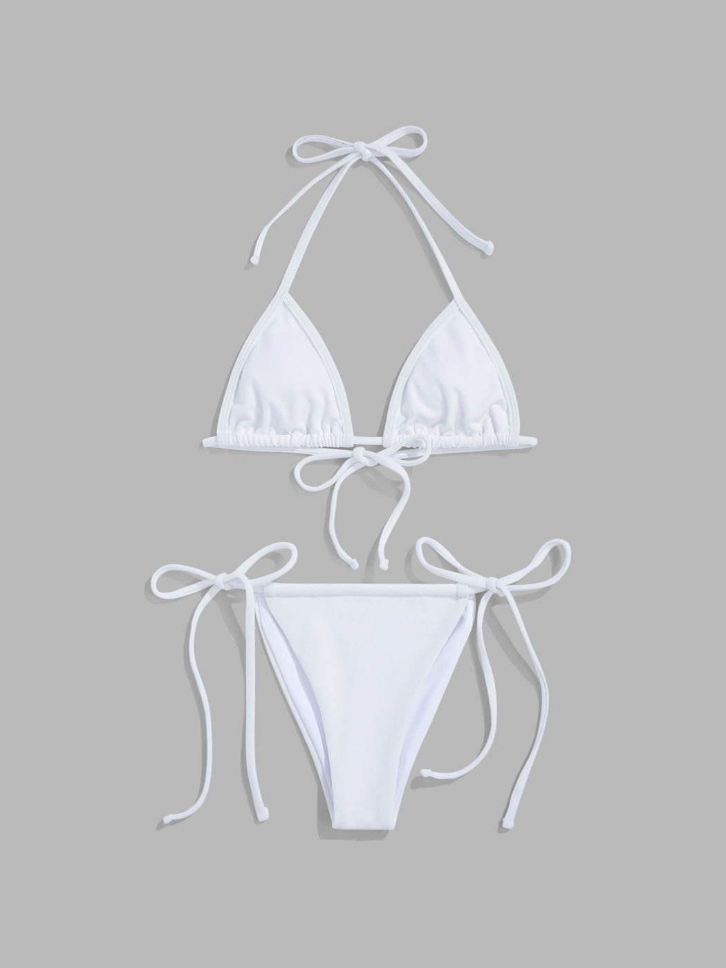 Solid Halter Thong Bikini Set
