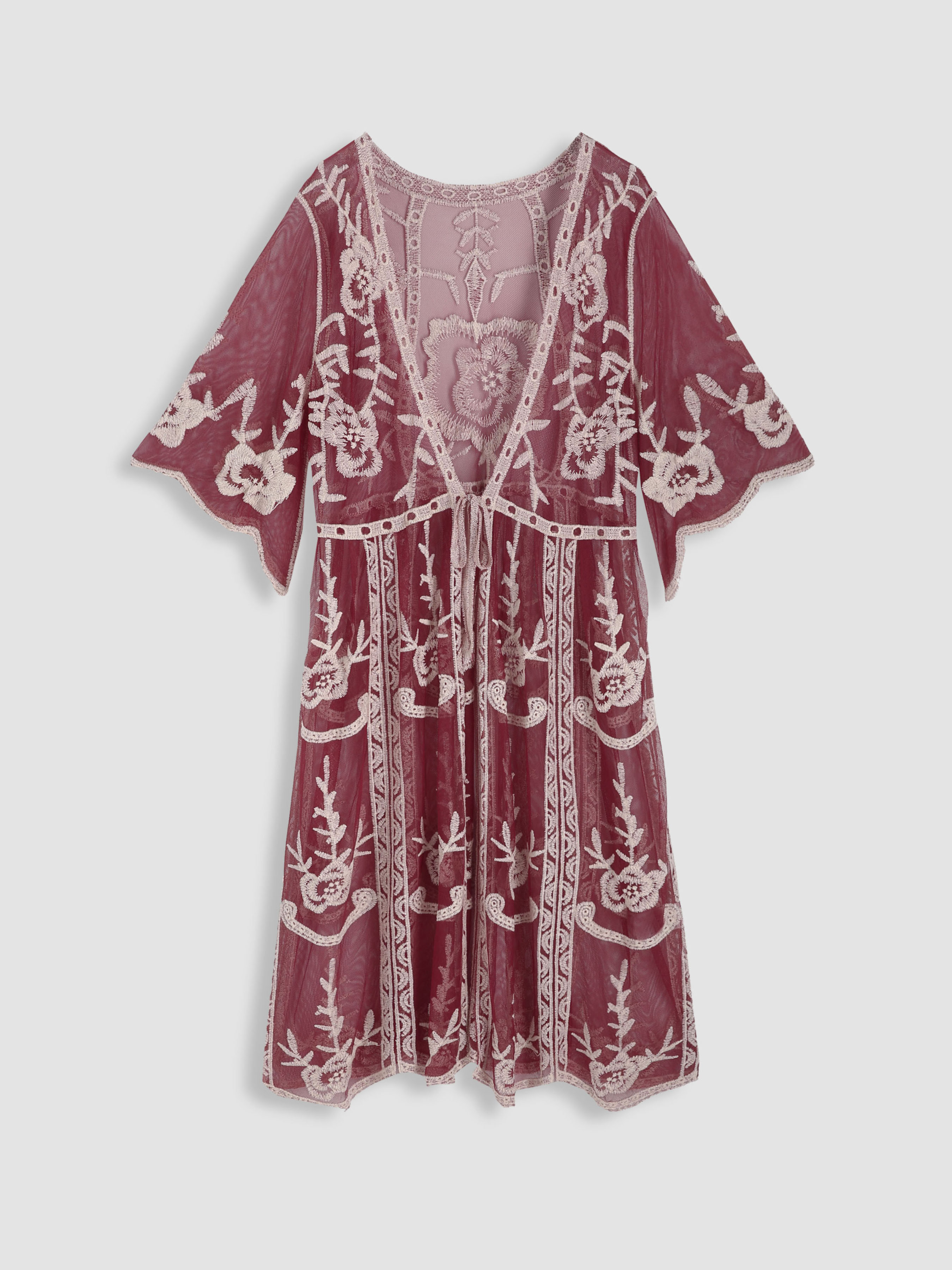 Floral Lace Mesh Kimono - Cider Floral Lace Mesh Kimono - Cider