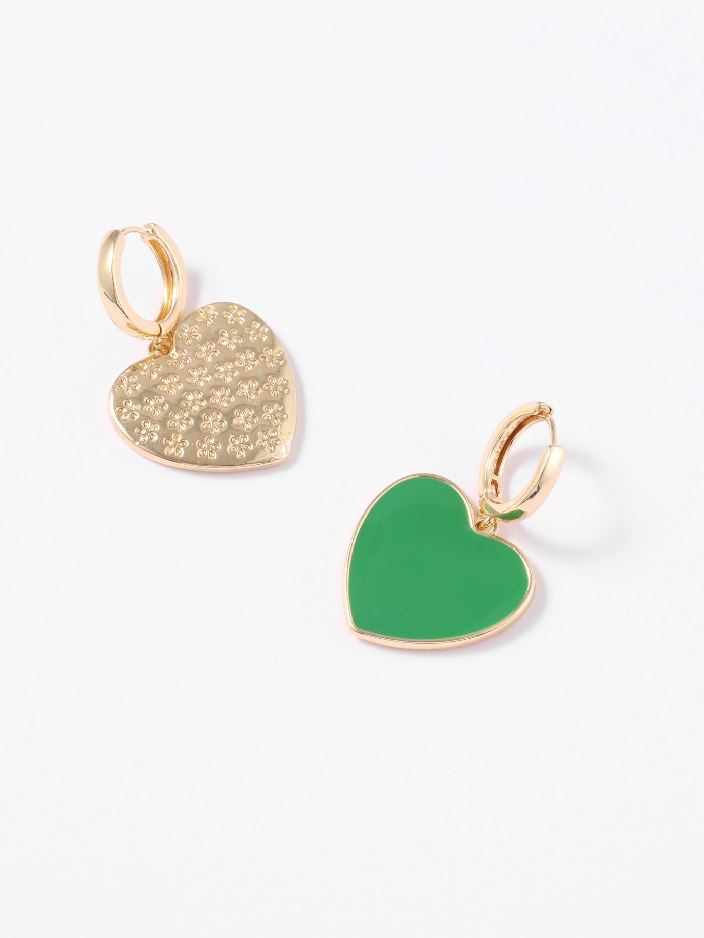 Vintage Green Heart Floral Earrings