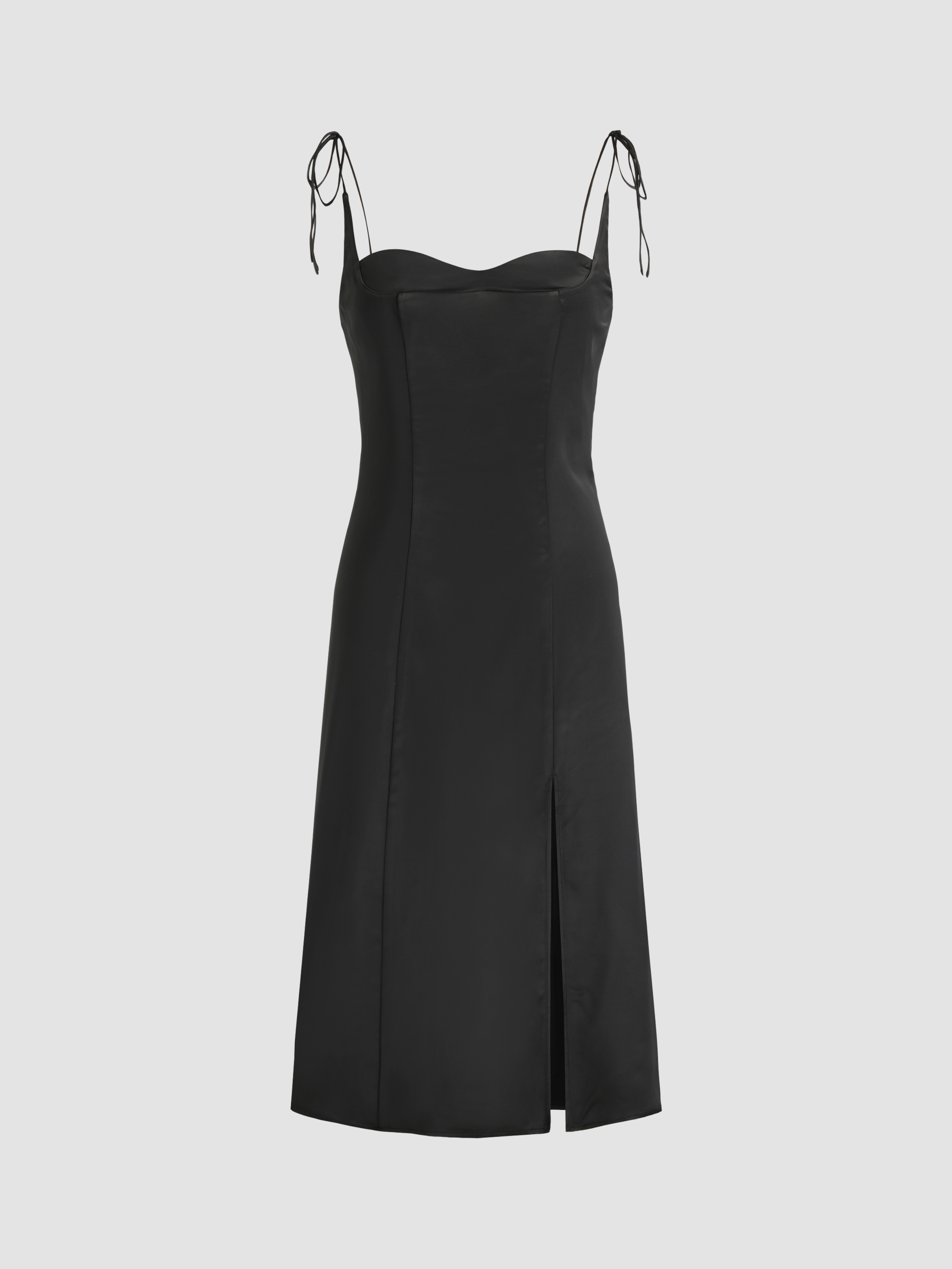 Solid Slit Midi Dress - Cider