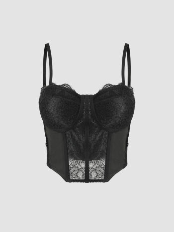 Make A Scene Strapless Padded Lace Bustier, Black