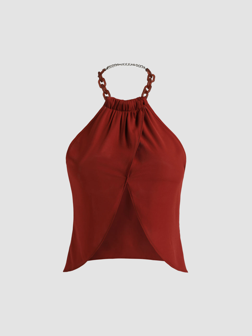Solid Chain Halter Tank Top
