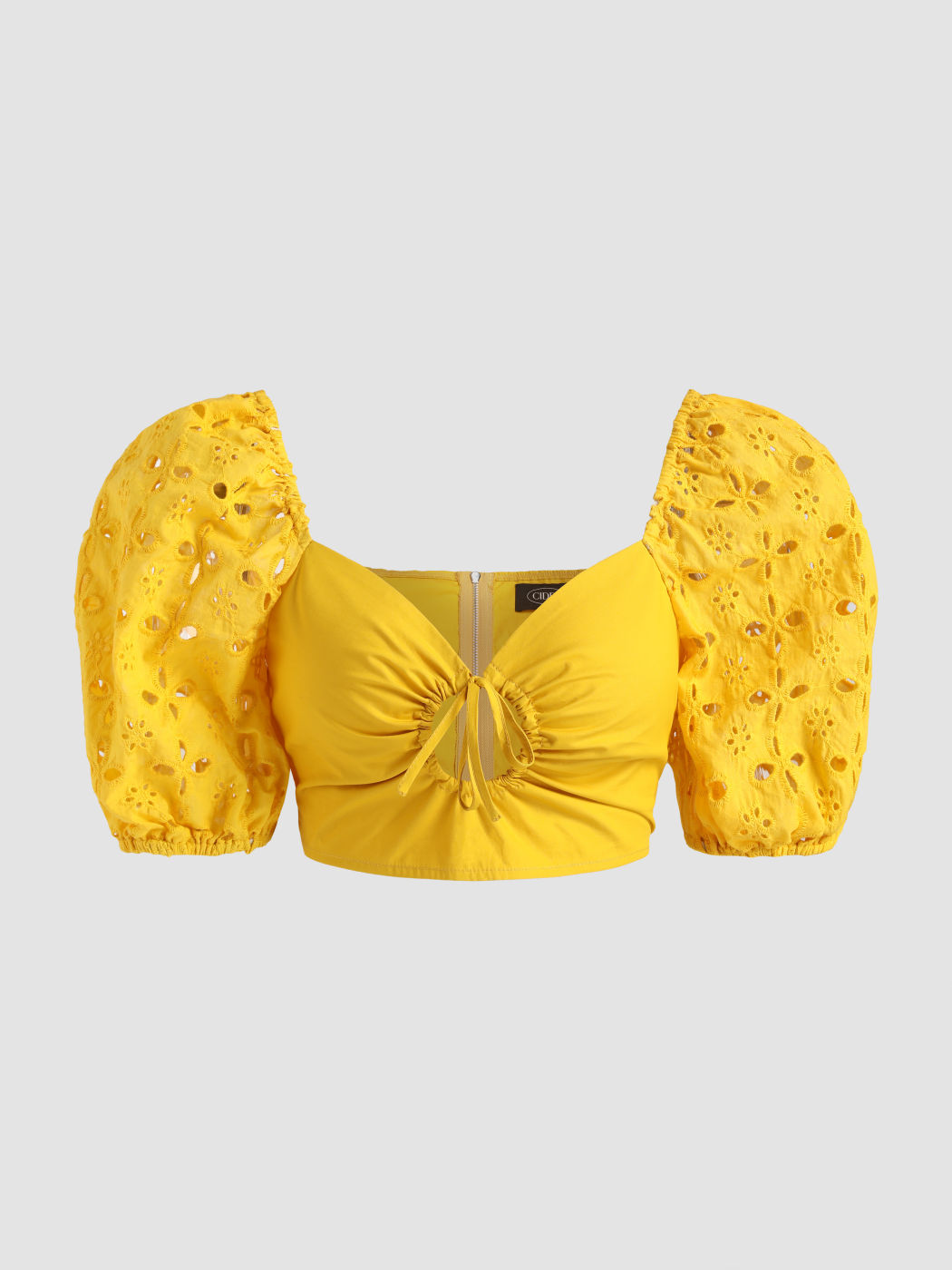 Solid Eyelet Embroidery Crop Top