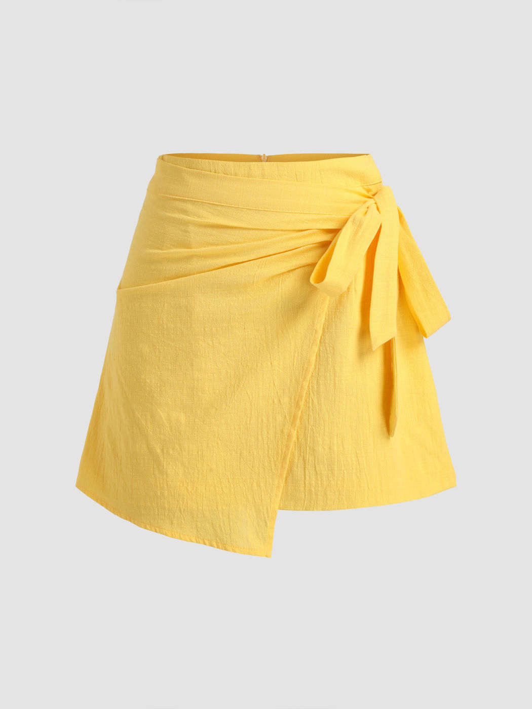 Solid Bowknot Mini Skirt - Cider