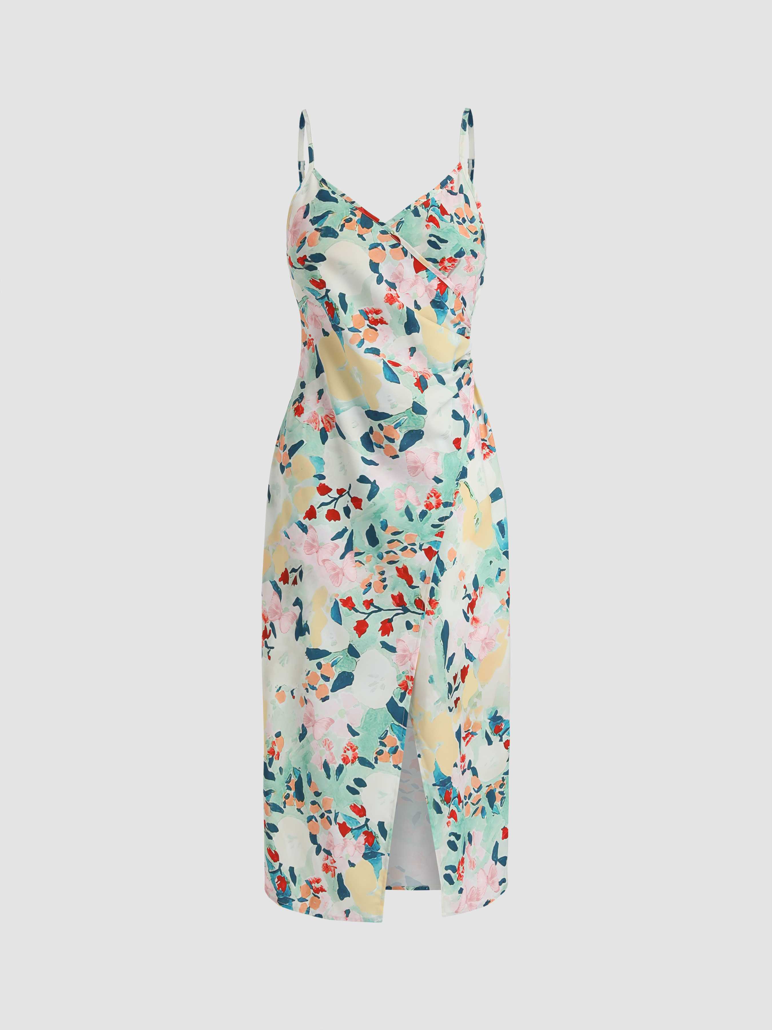 Floral Butterfly Slit Maxi Dress Cider