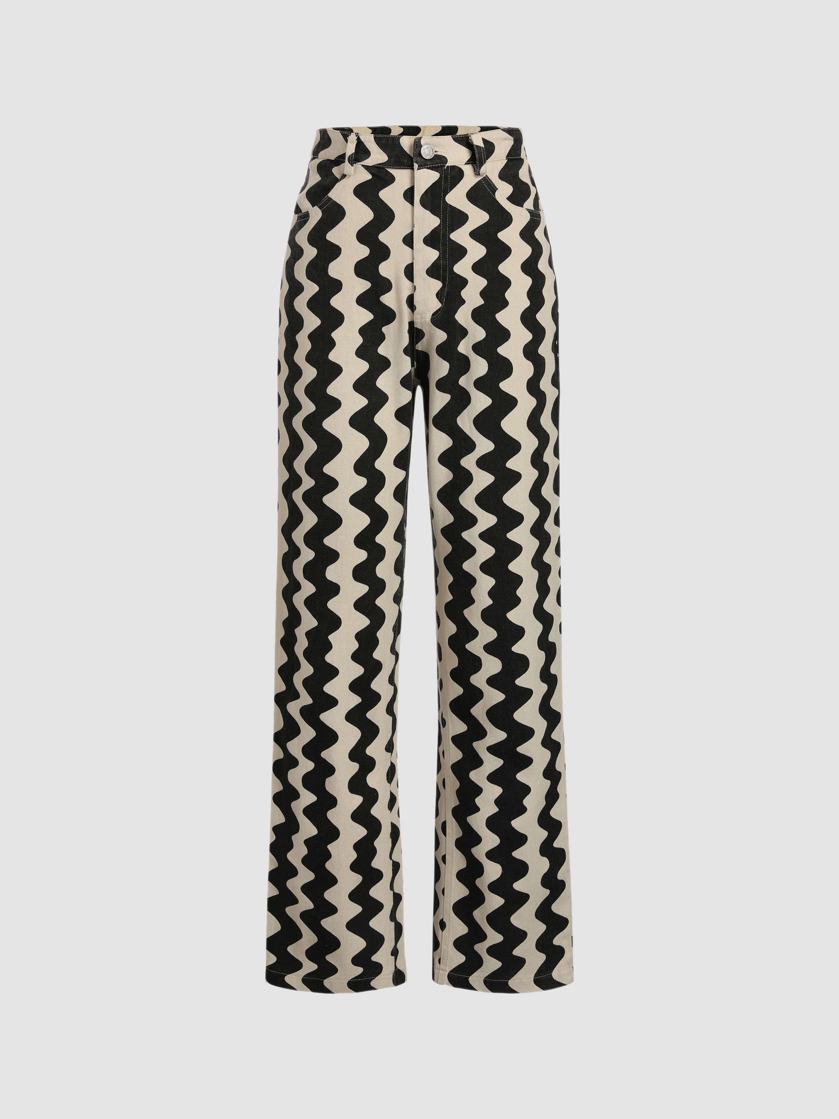 Wavy Retro Straight Leg Trousers