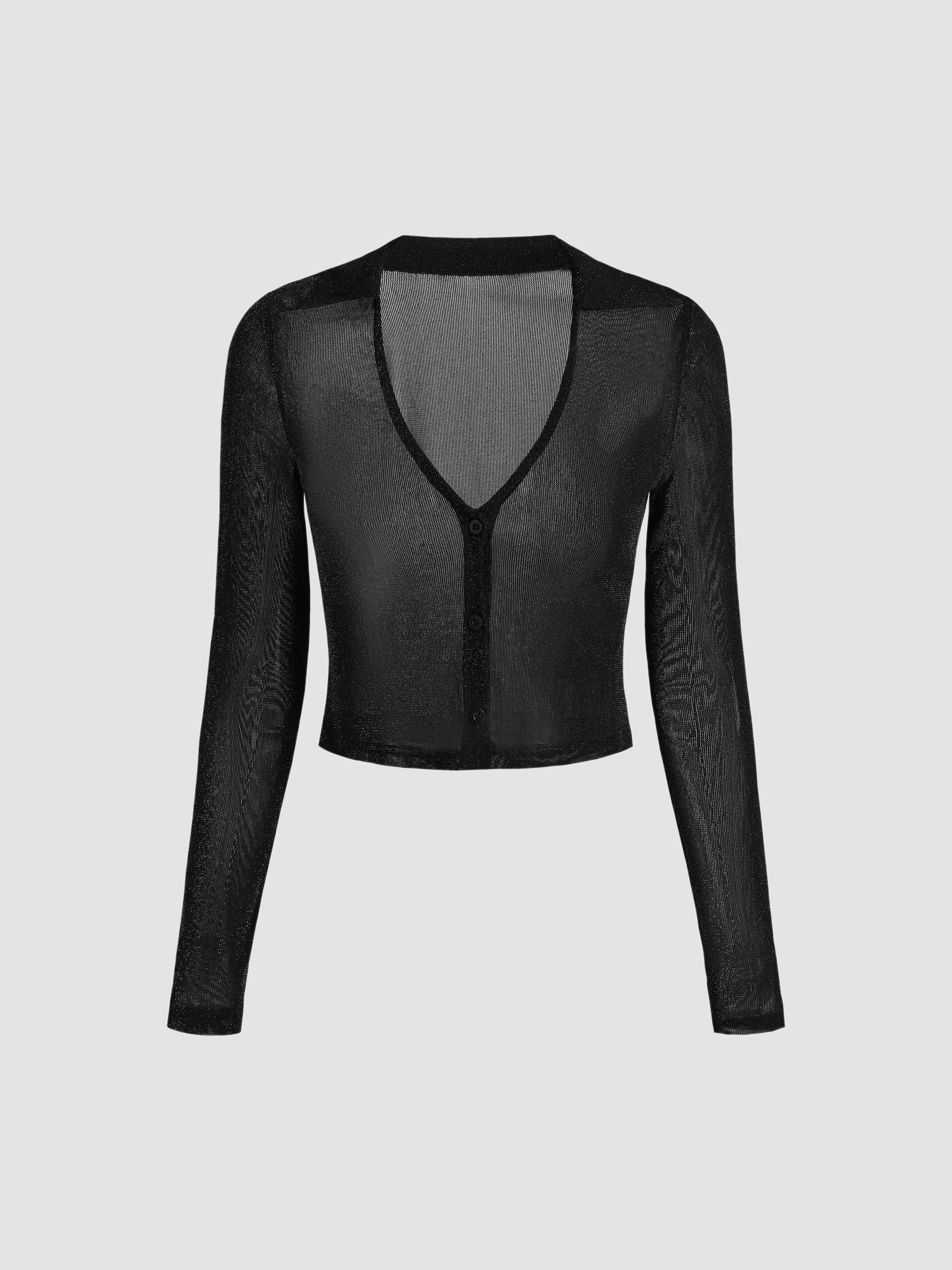 Solid Glitter Knit Crop Top Cider