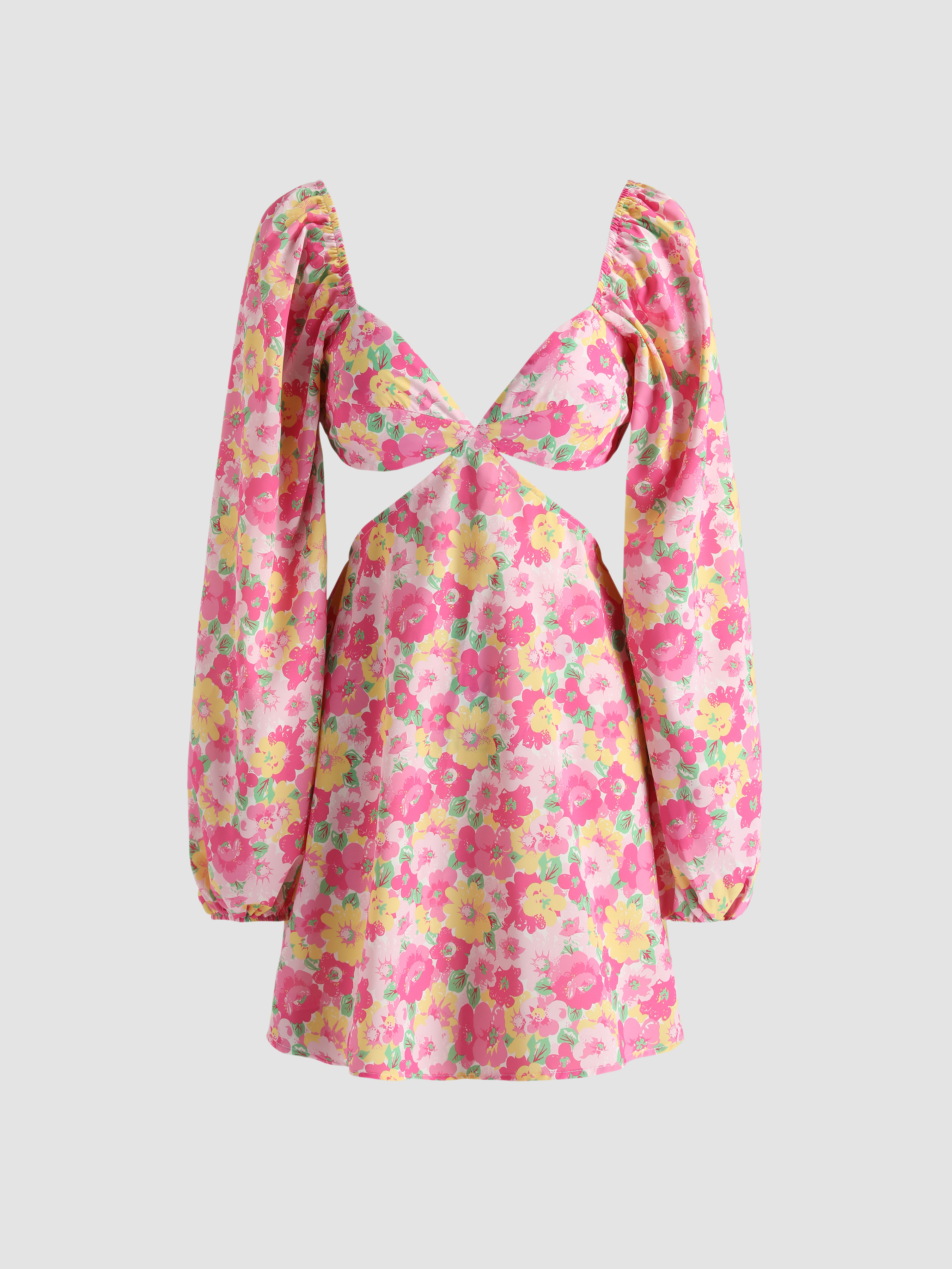 Floral Puff Sleeve Mini Dress