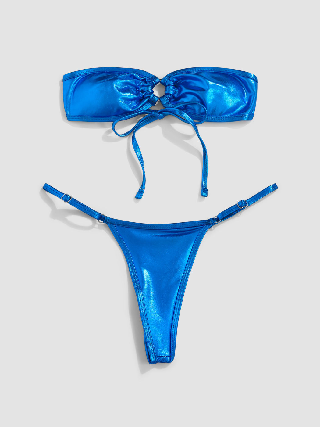 Metallic O-Ring Bandeau Bikini Swimsuit