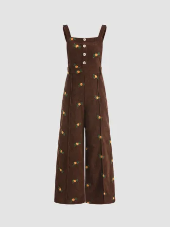 Ditsy Floral Cord Jumpsuit