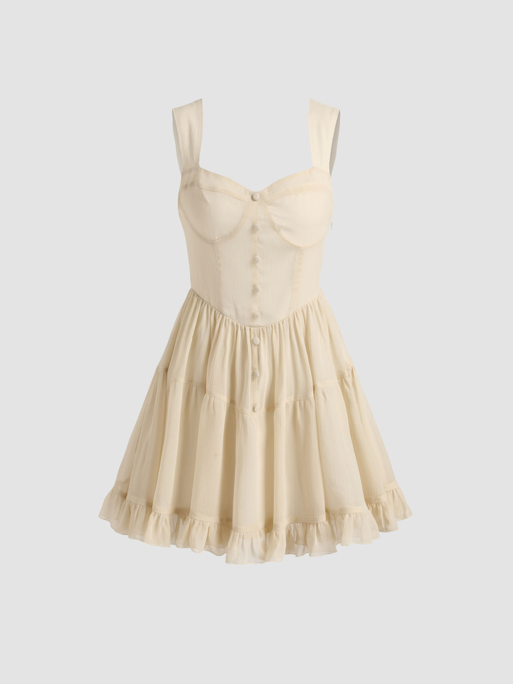 Solid Ruffle Corset Mini Dress Cider