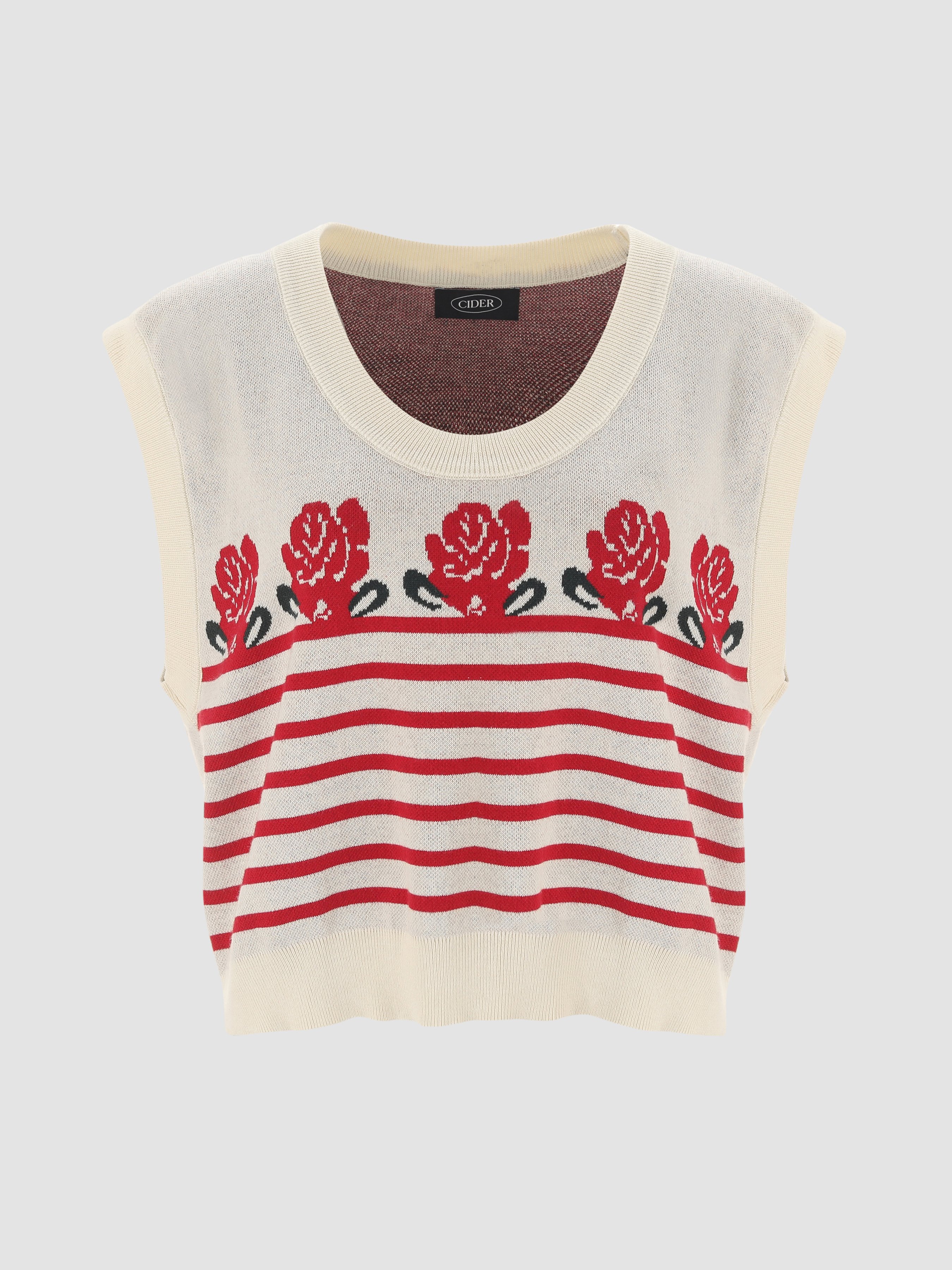 Floral Pattern Sweater Vest - Cider