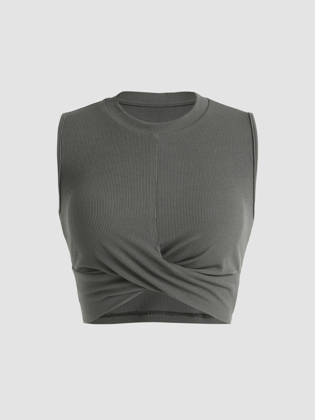 Einfarbiges Crop Tank Top mit Rundhalsausschnitt