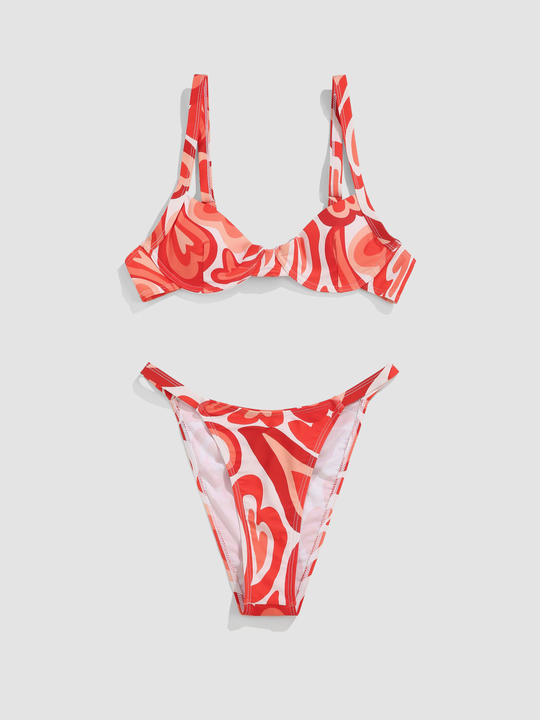  Herzwellen-Muster Bügel-Bikini-Set