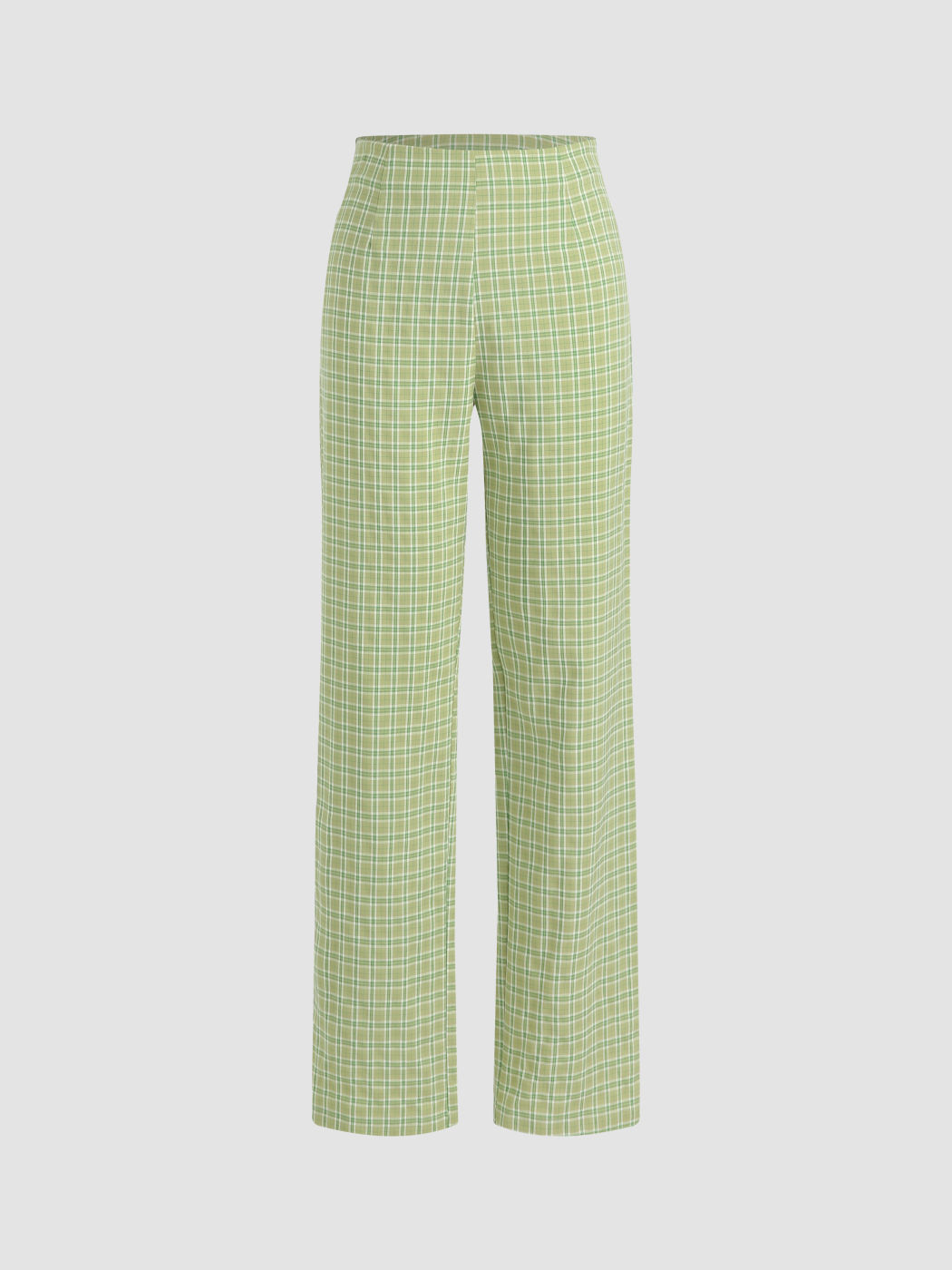 Check Pattern Straight Leg Trousers