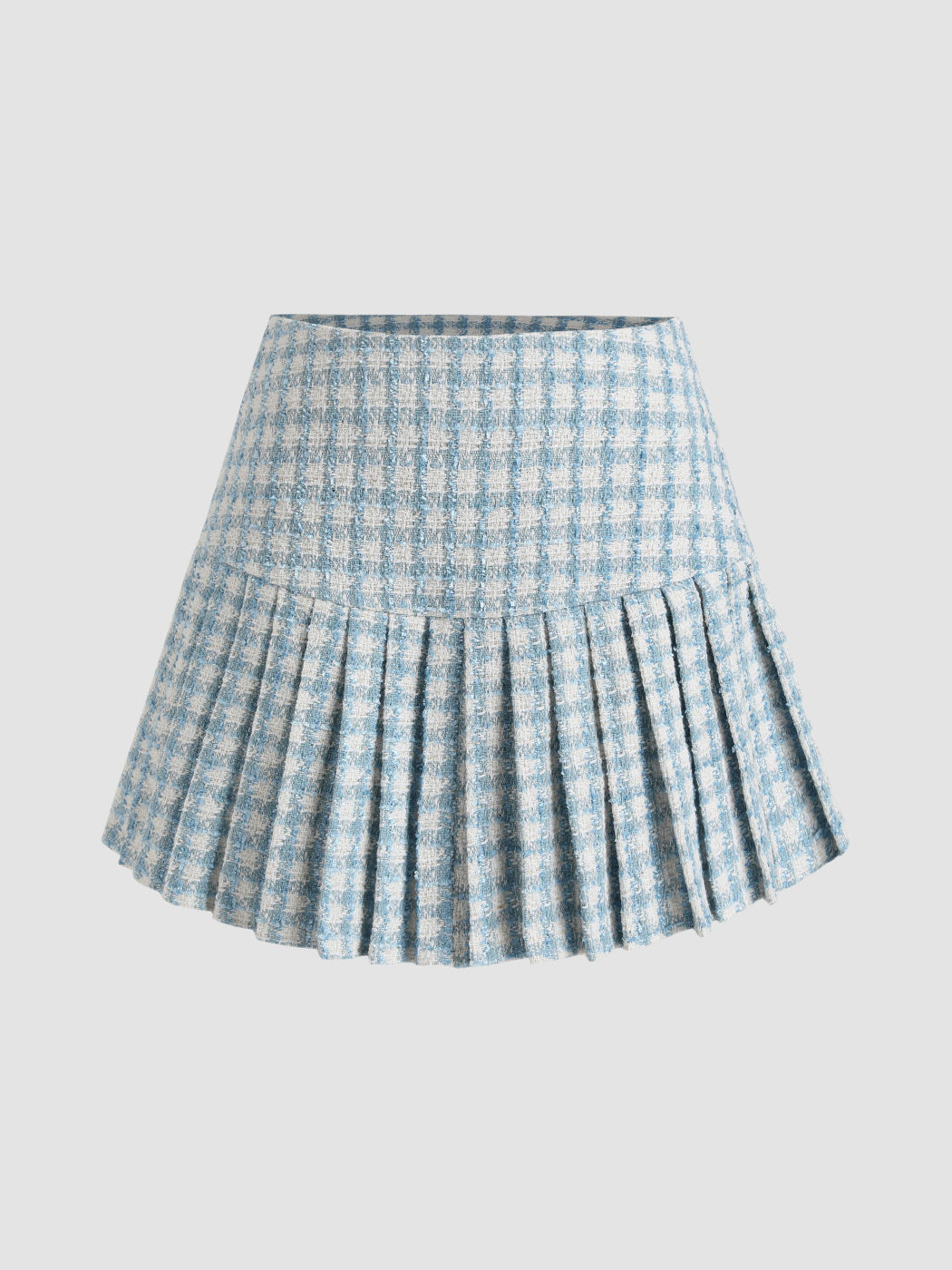 Plaid Tweed Mini Pleated Skirt - Cider