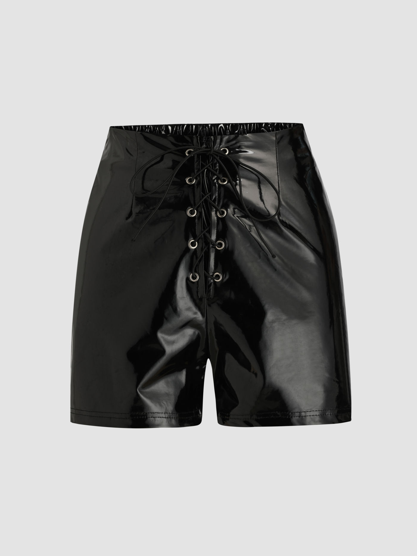 Solid Front Tied Mini Shorts 