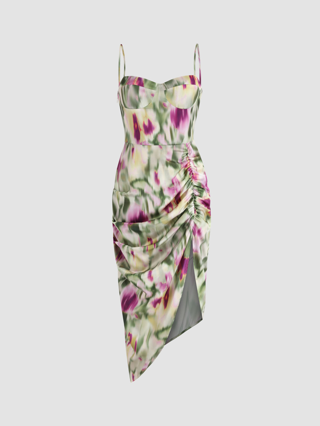 Gerafftes Midikleid mit Illusionseffekt